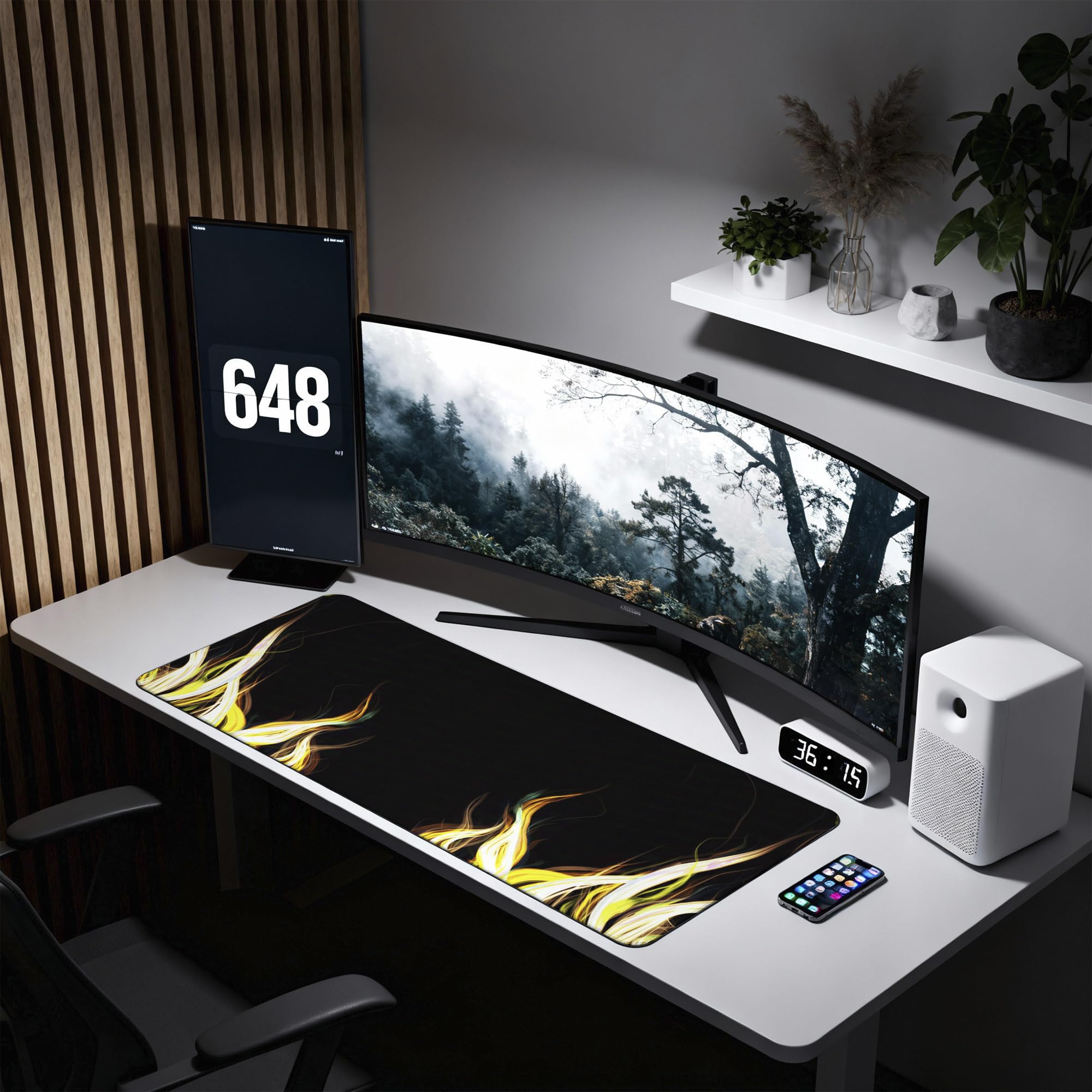 SoulAbiti Abstract Inferno Extended Desk Pad (36x14 Inch) - Nature Series XXL Mouse Pad - Non-Slip Rubber Base & Stitched Edges 4