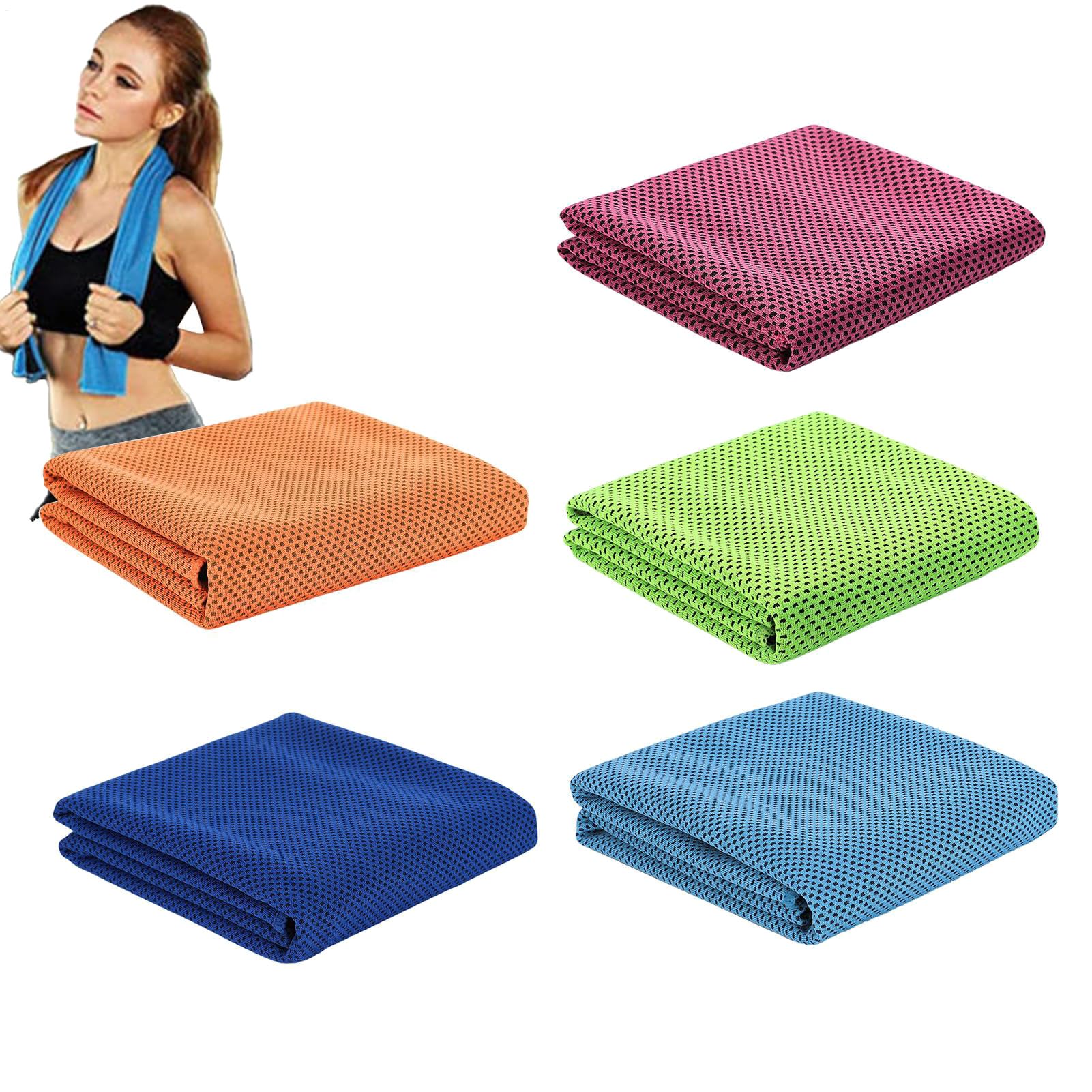 Cooling Towel, 5 Pack Soft Breathable Cool Towels For Neck, Soft Breathable Travel CoolTowel, Quick Dry GymTowel, SportsTowels, IceTowels For Gym, Golf, Yoga, Fitness, Camping, Running (80x30cm)