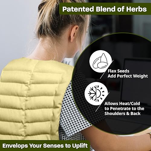 Miniatura 2 de Kozi Almohadilla térmica con peso para microondas, para aromaterapia caliente y fría, para cuello y espalda, calor húmedo para calambres, músculos,