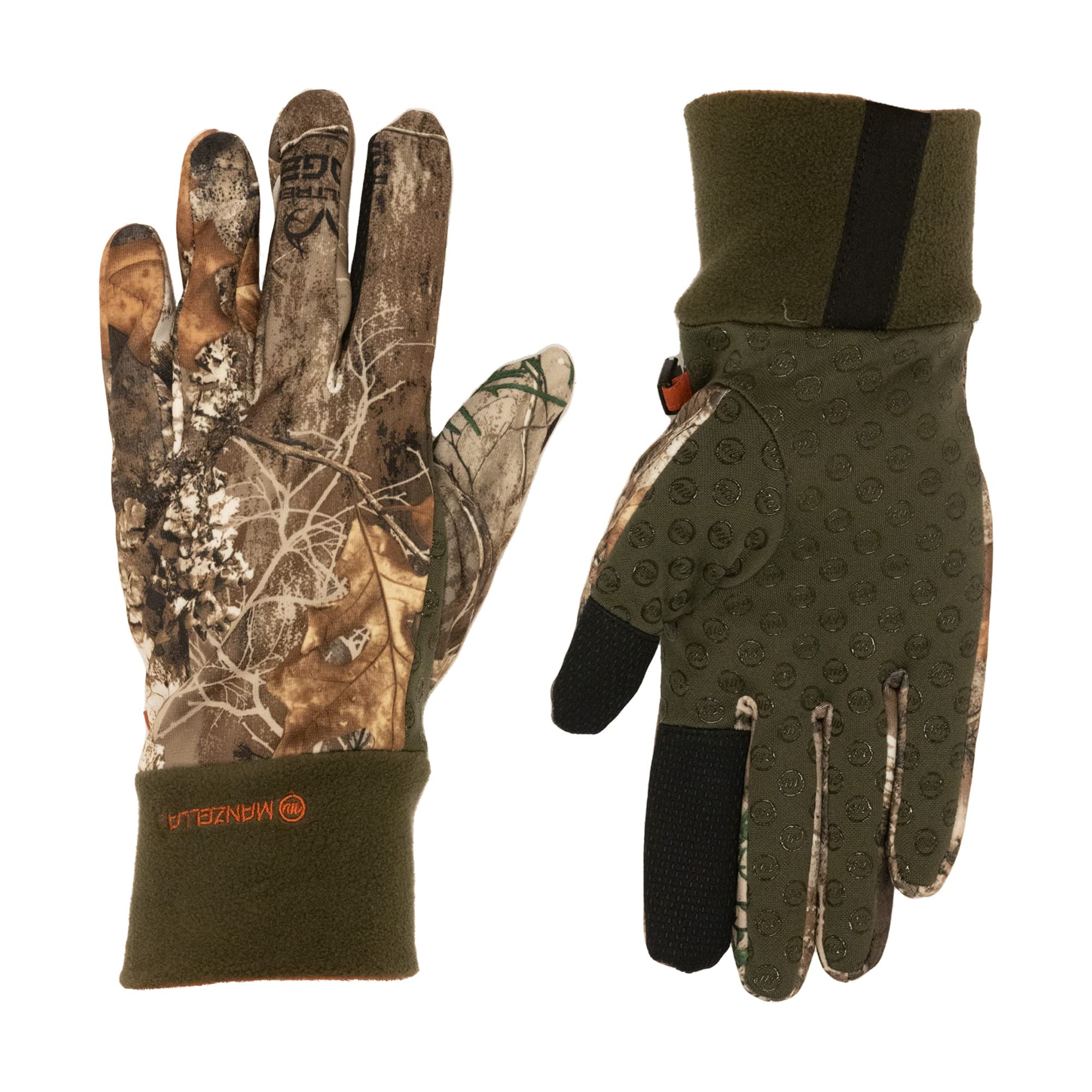 Manzella Mens Stretch Fleece Ranger Lightweight Cold Weather Hunting Glove, Touchscreen Capable, Realtree Edge, M/L