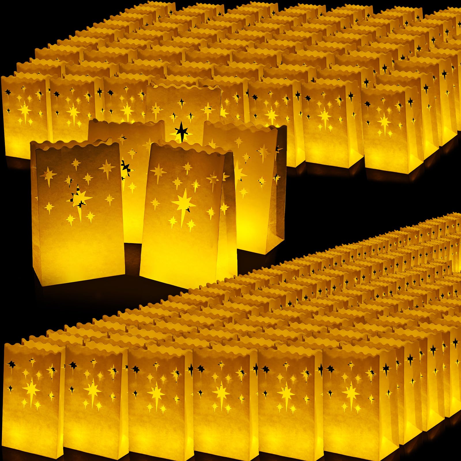 200 Stück weiße Lichttüten Weihnachten Luminaries schwer entflammbare Kerzentüten wiederverwendbare Papierlaternen Taschen für Weihnachten Hochzeit Valentinstag Diwali Thanksgiving Neujahr Party Dekor