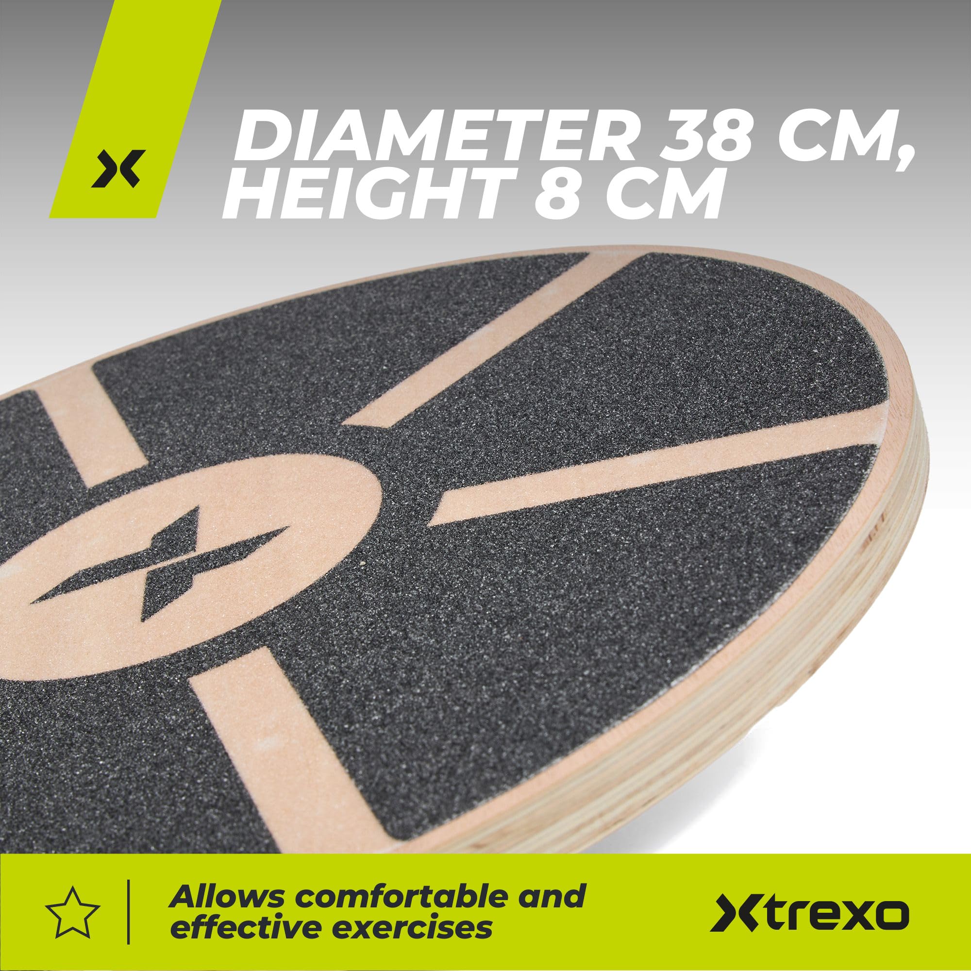 TREXO Planche d'équilibre noire marron 8 cm haut 38 cm diamètre 120 kg antidérapante bois ABS
