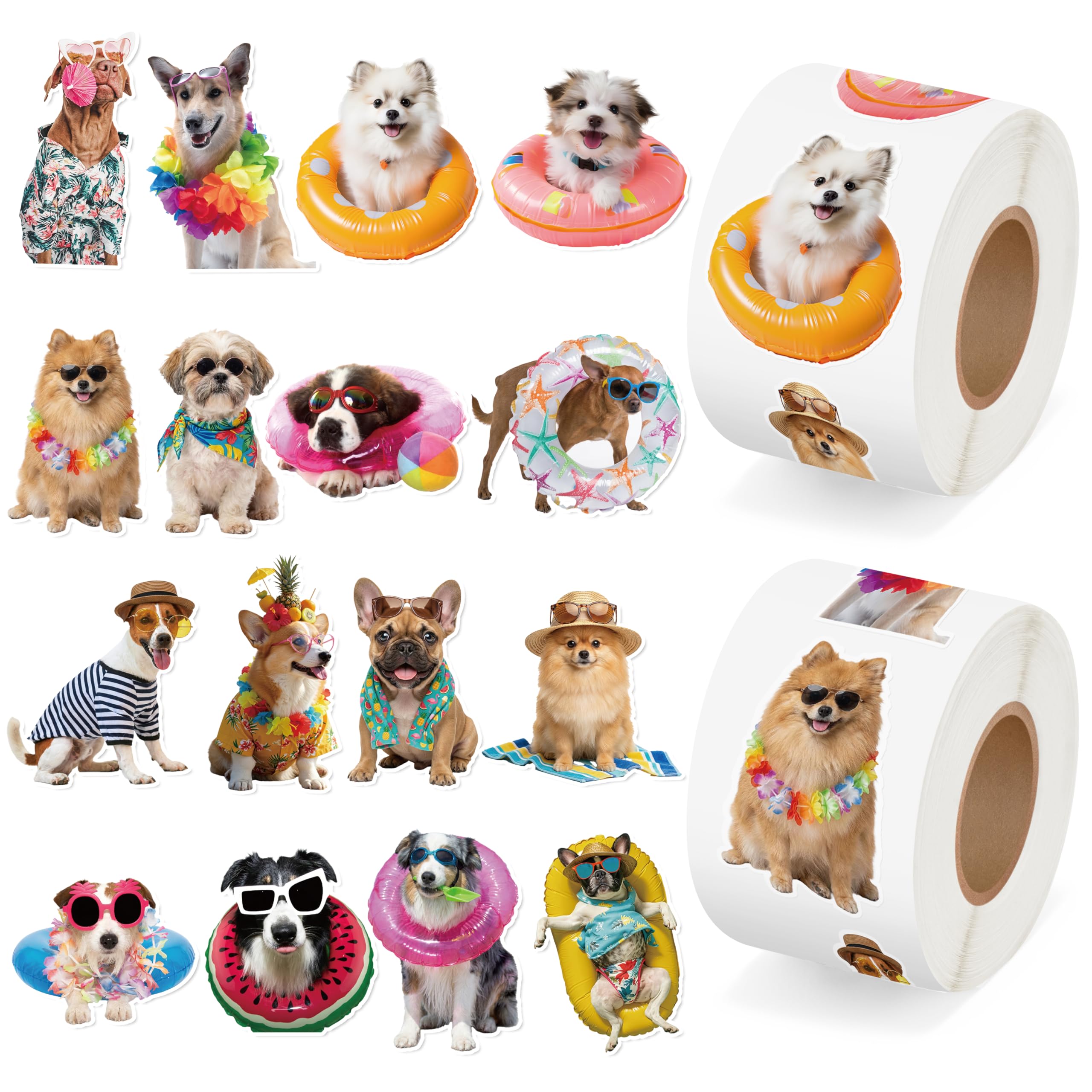 2 Rolls Summer Realistic Dog Sticker for Classroom Office Reward