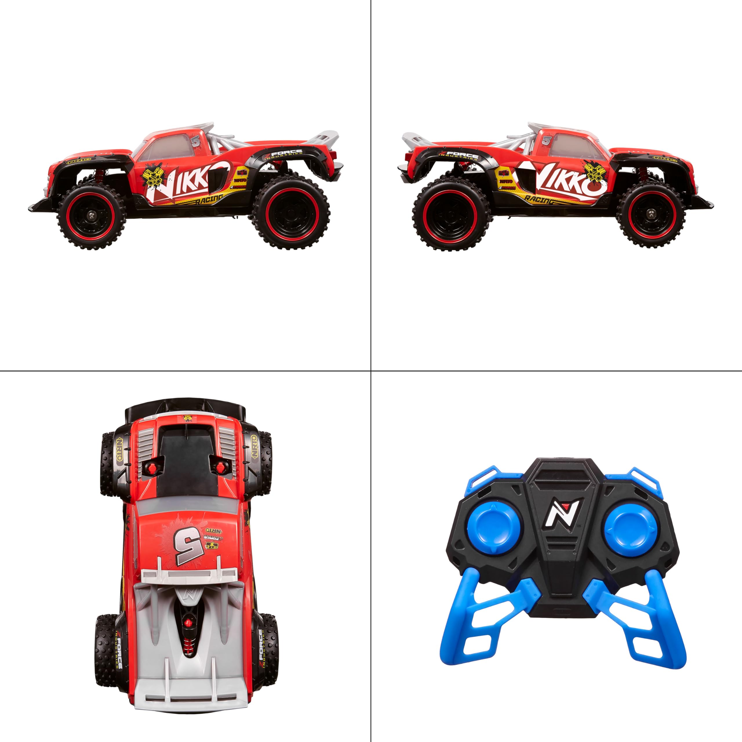 Nikko 10061 Pro Trucks, zdalnie sterowany samochód RC, pojazd offroad do 14 km/h, wytrzymały samochód wyścigowy z pełnym zawieszeniem i szybkim ładowaniem USB, dla dzieci od 6 lat i dorosłych, ok. 33