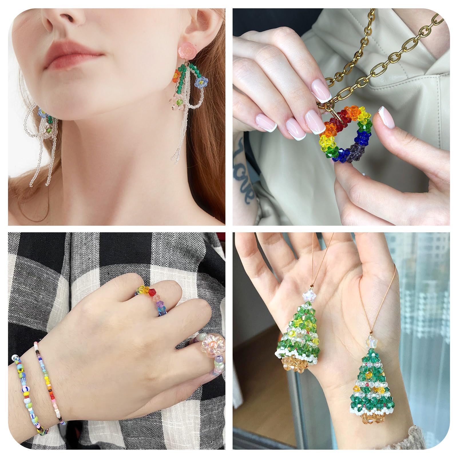 Boutigem 1500Pcs Transparent Glass Beads AB Color Plated Faceted Bicone Crystal Beads for Bracelet Necklace Jewelry Making - Image 3