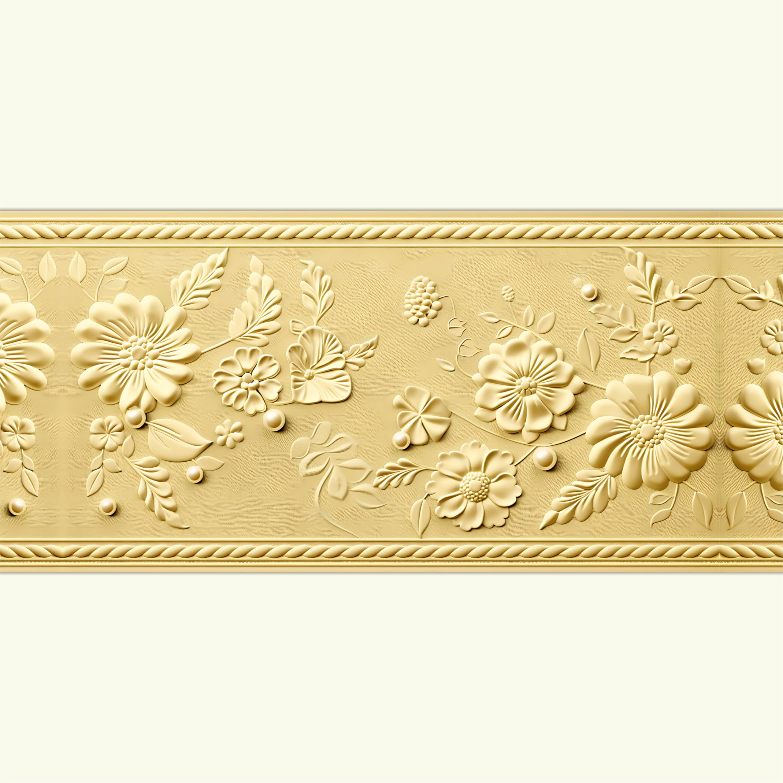 ATTRACTSO Golden Border Design Wall Border Sticker Waterproof Peel and Stick - 6 in X 10 Feet Self-Adhesive Durable Border Roll for Bathroom, Kitchen, Counter, Wall, Home Decoration (Design-4)
