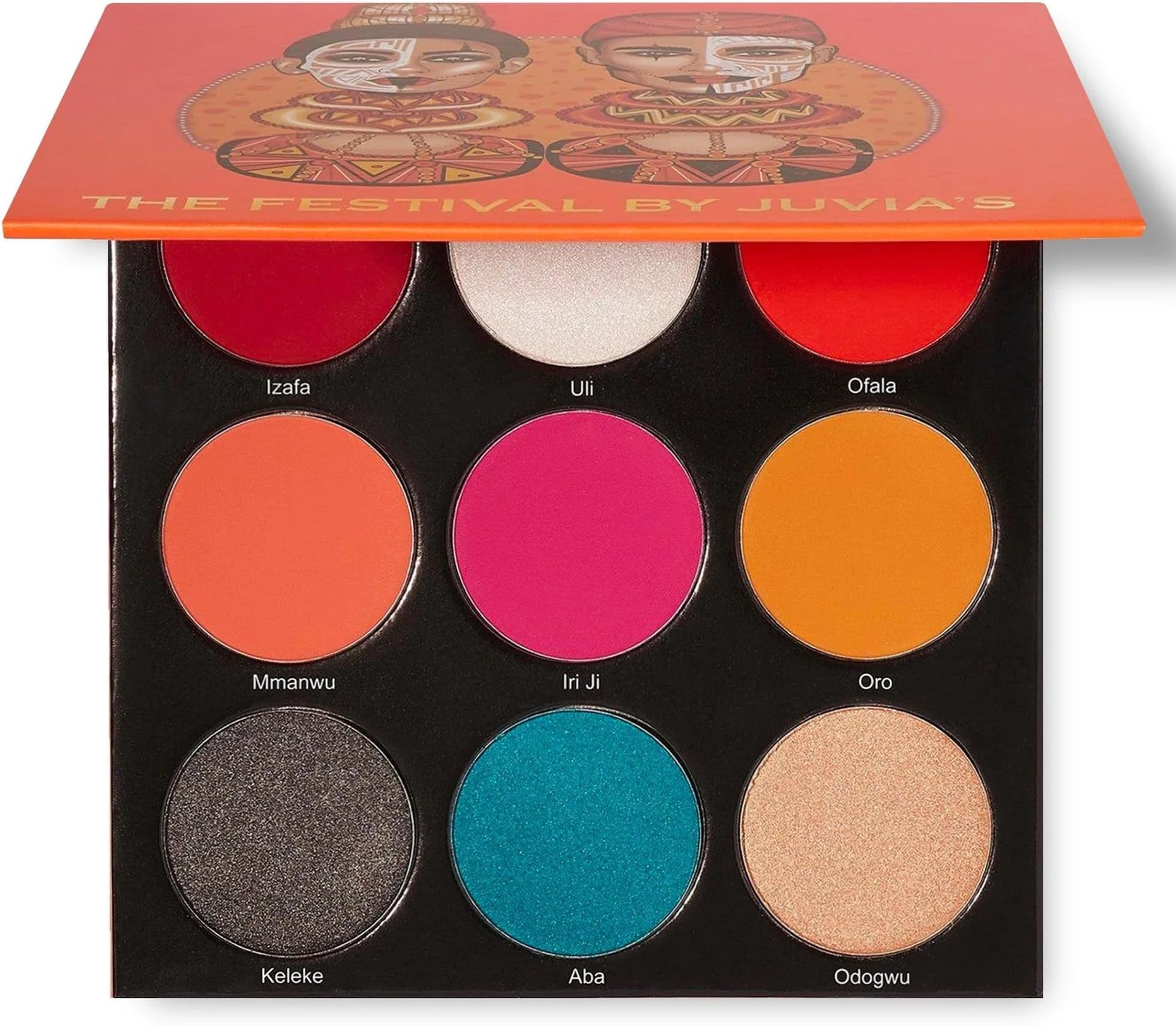 Palette The Festival - Bold Coral, Red, Glittery Neutrals, Shades of 9, Bold and Fiery Palette, Pigmented Makeup Palette Eye Color & Shine
