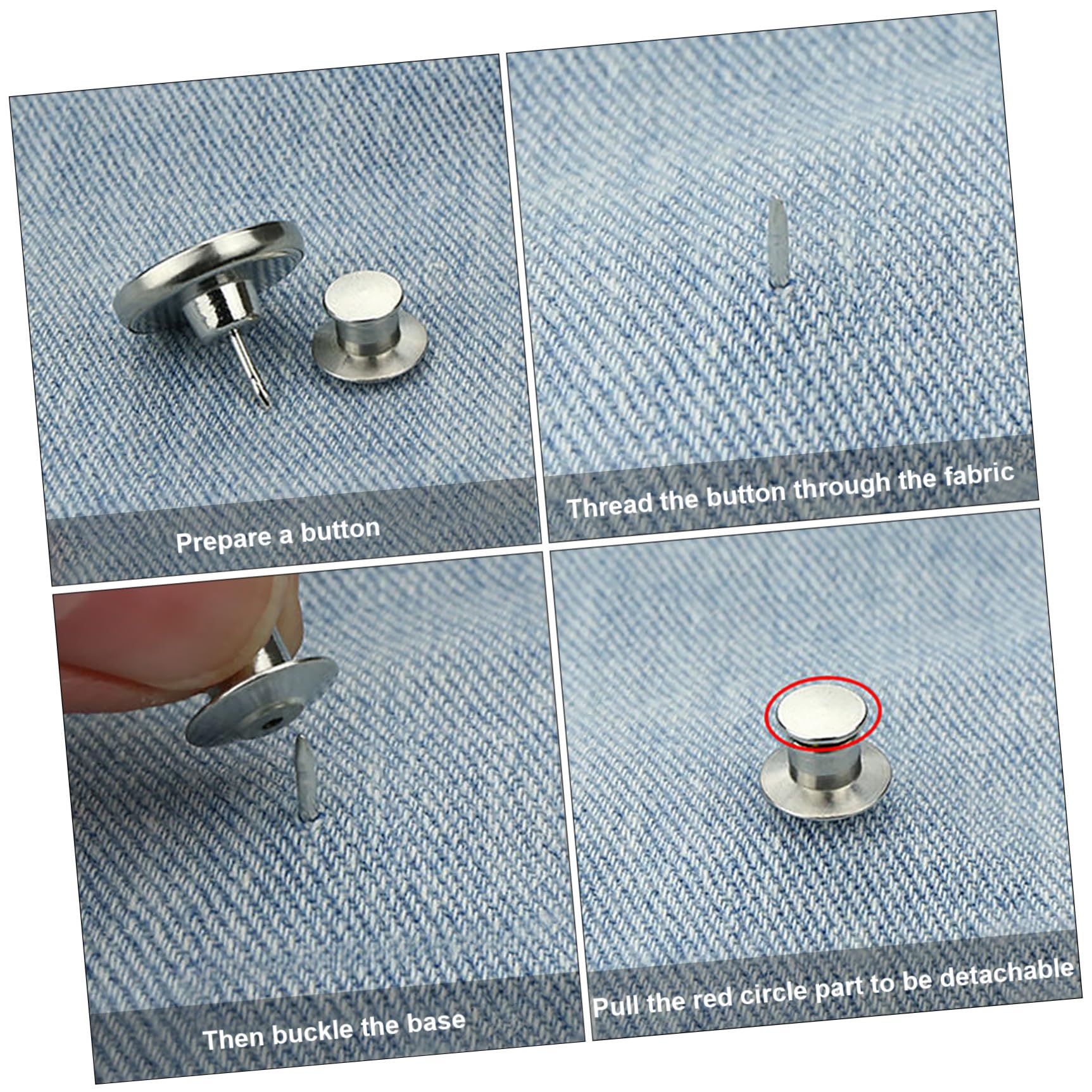 SHINEOFI 60pezzi Bottoni Regolabili Per Jeans Bottoni Staccabili Per Pantaloni Accessori Moda Per Abbigliamento Facili Da Installare e Leggeri Design Elegante e Chic Per Jeans e Gonne