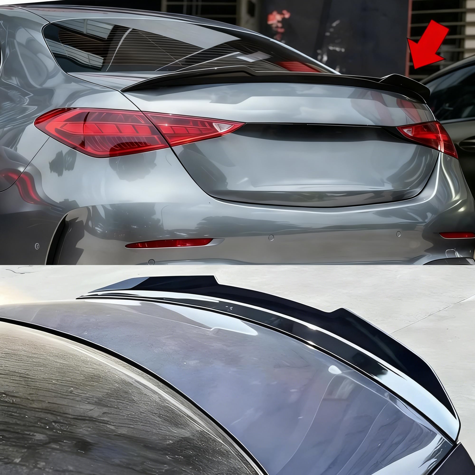 MUTUSAISI Aileron becquet arrière pour Mercedes Benz Classe C W206 2022-2025 C200/ C220/ C300/ C400/ AMG C43/ C63,Noir Brillant de Coffre Spoiler de Course Accessoires