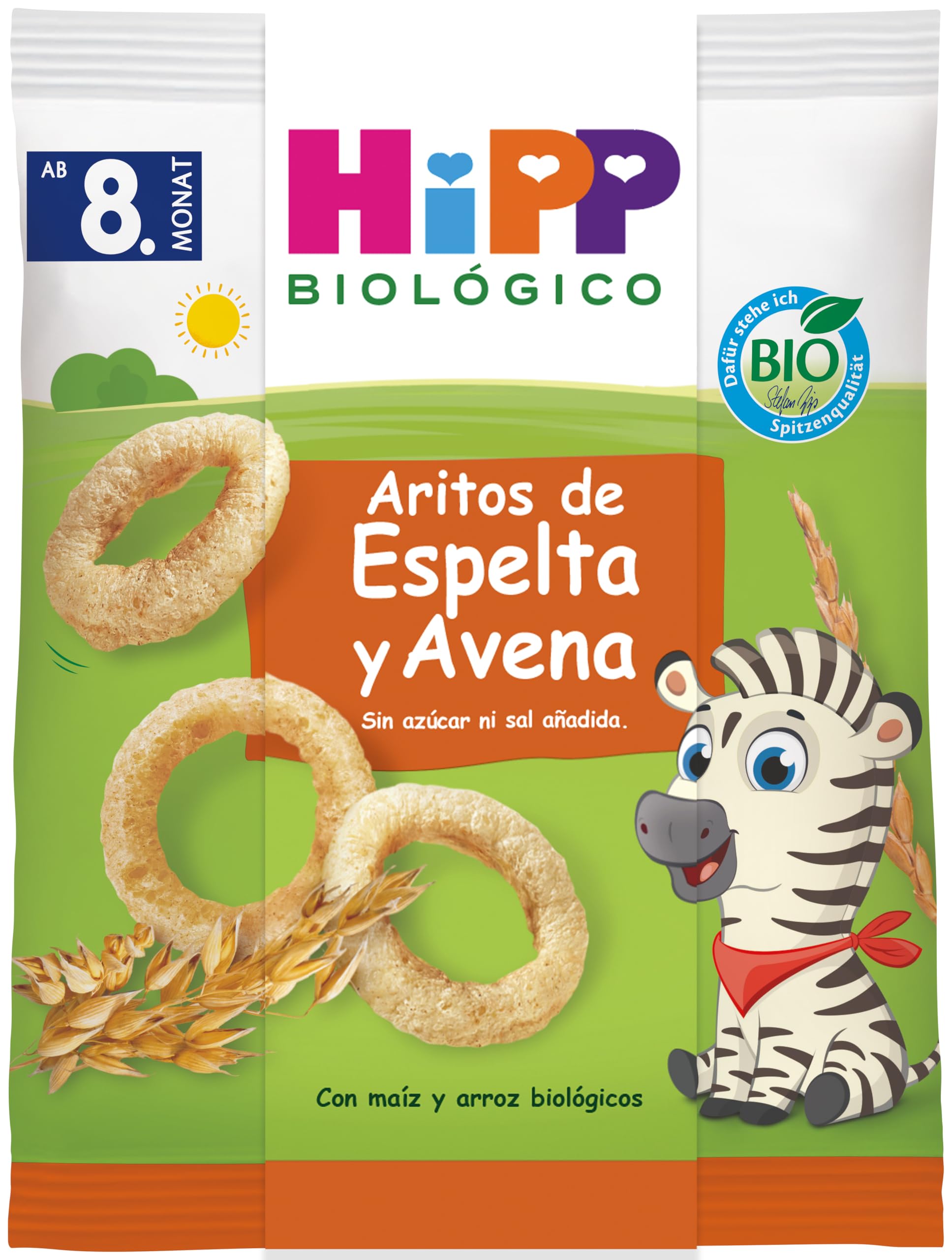 HiPP Biológico Snack de Aritos de Espelta y Avena BIO 30g Sin Sal Añadida Sin Azúcar Añadido Apto 8 Meses