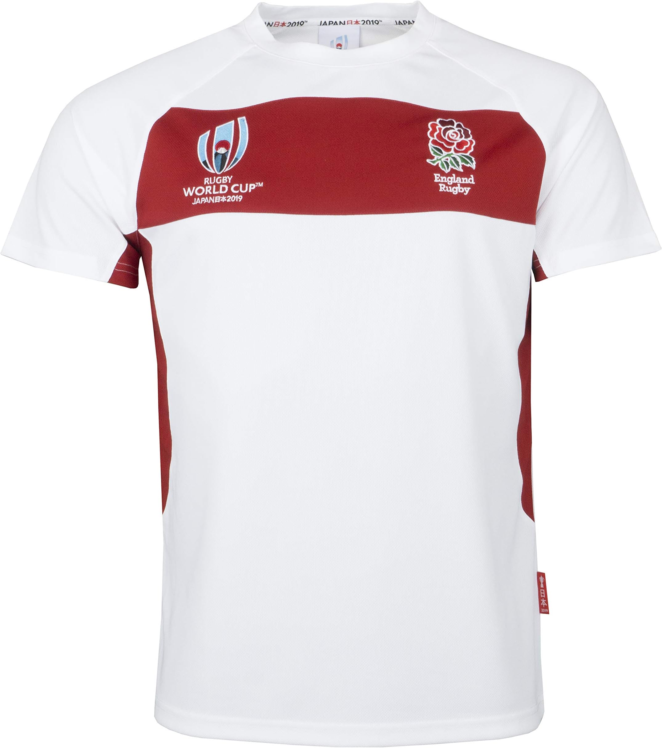 Rugby World Cup 2019 England Men's Panel Poly T-Shirt | White/Red (XL)