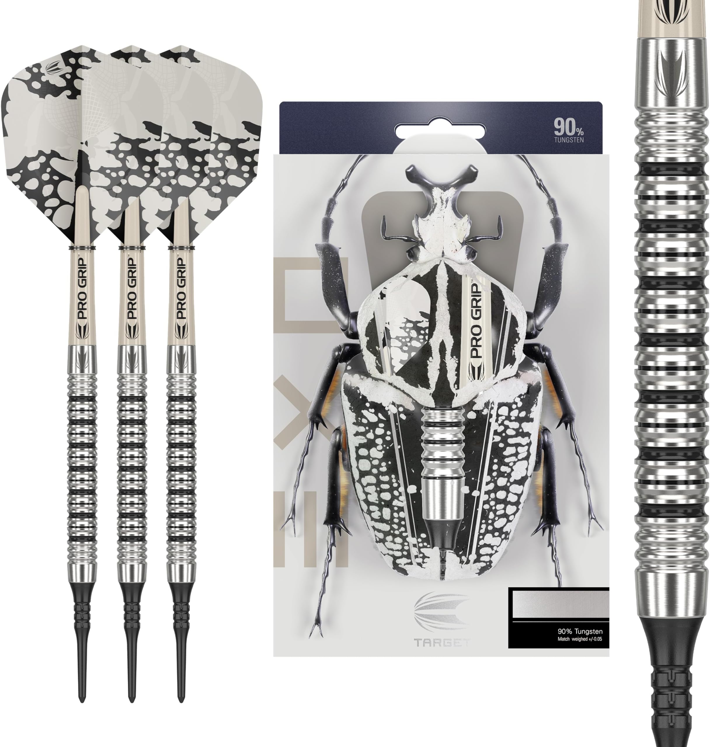 EXO Edition 90% Tungsten Soft Tip Darts Set – Professional Soft Tip Dart Sets, Pixel Tip Darts with Pro Grip Shafts and No.6 Flights