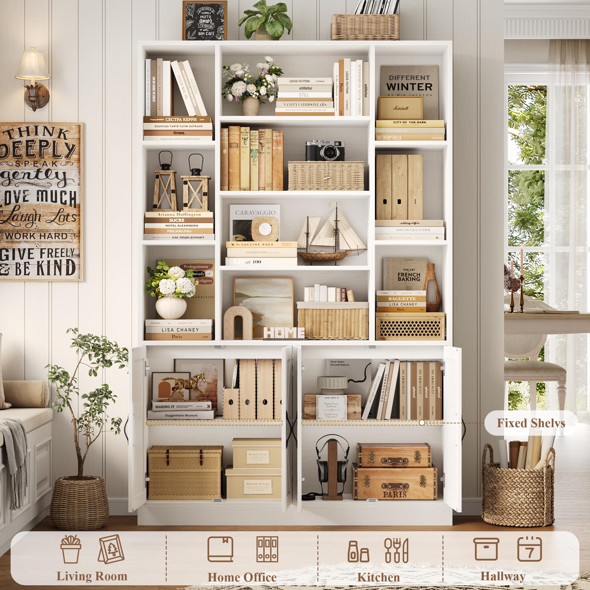 Amazon.com: HOSTACK 72” Tall Book Shelf and Bookcase, White