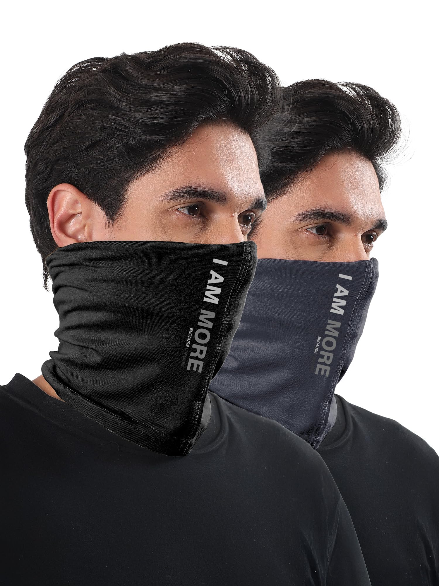 Freecultr Unisex Bamboo Bandana, Anti Microbial Super Soft & Comfort Fit, Breathable Multipurpose Headband, Face Mask for Dust Protection and Sun - Printed Pack of 2-Black,Charcoal