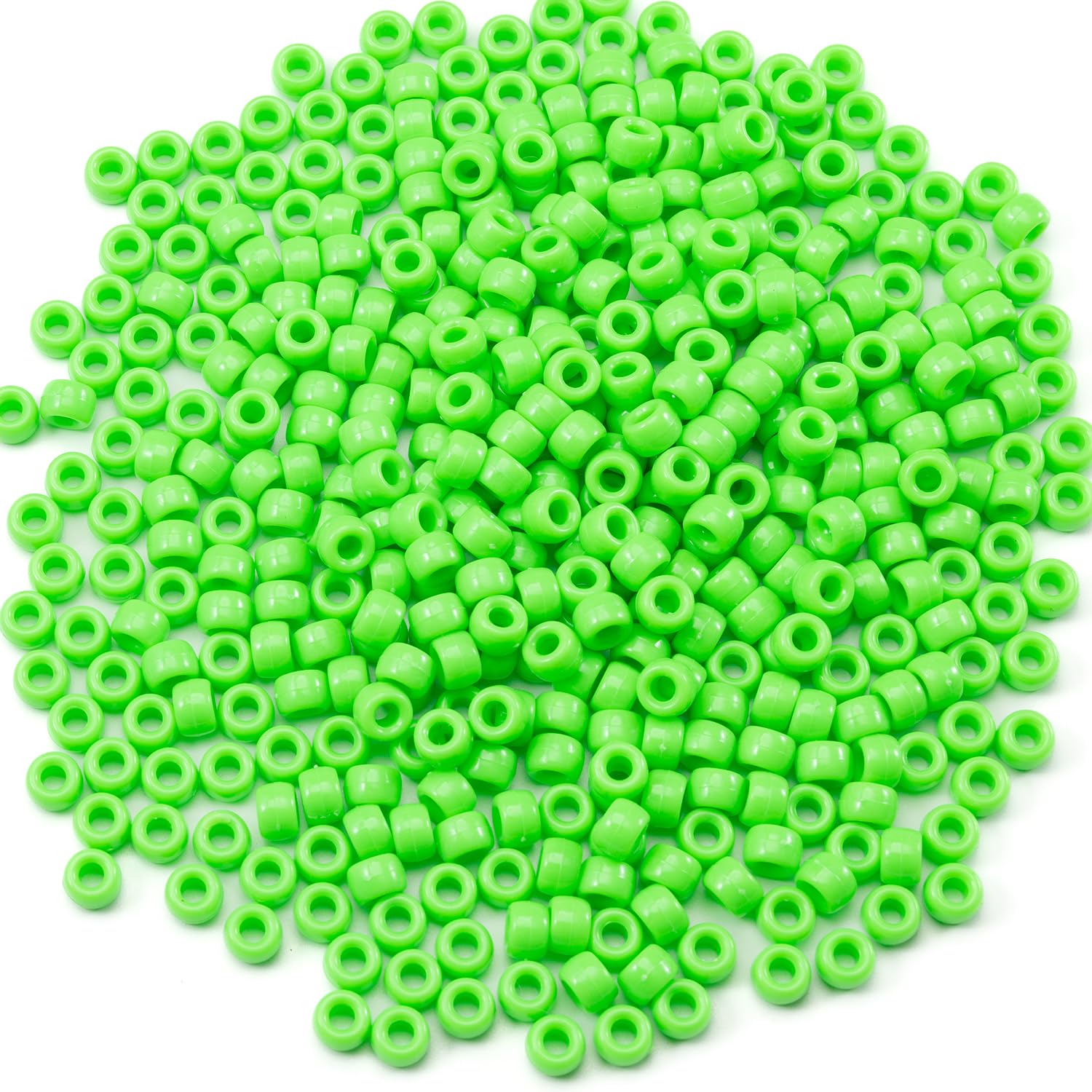 Lot of 1000 Orange Acrylic Pony Beads 6 x 9 mm for DIY Crafts Bracelets, Necklaces, Jewelry, Earrings, Hair Braiding (Fresh Green) - Image 2