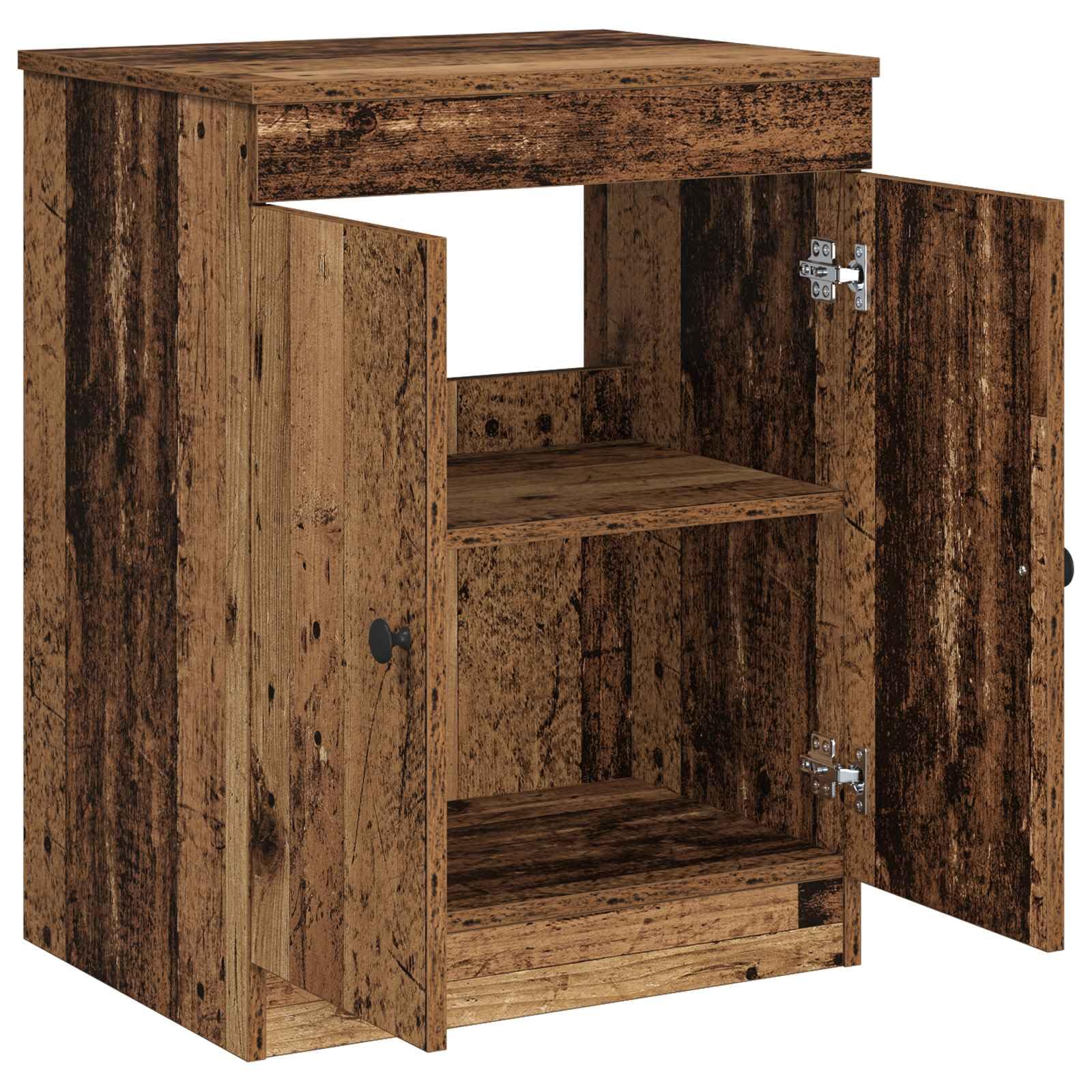 SYDE Drewniana szafka łazienkowa 54 x 41 x 70 cm | Otwarte półki, zawiasy 90 stopni, czarne metalowe gałki, konfigurowalna instalacja