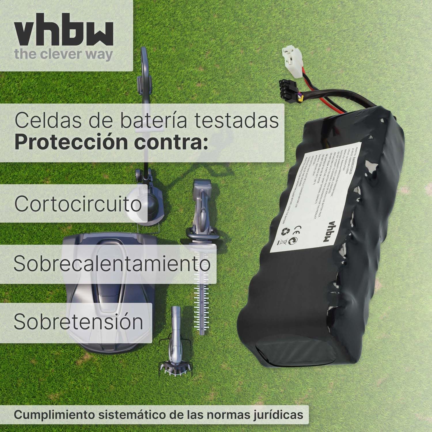 vhbw Batería Compatible con Robomow Cub Cadet Lawnkeeper XR3 4000, 1800, XR3 3000, 3000 Robot cortacésped cortacésped 5000mAh 25,6V LiFePO4