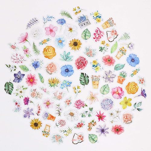 Miniatura 6 de Knaid Juego de calcomanías de flores (360 piezas) calcomanías florales decorativas surtidas para álbumes de recortes, planificador, suministros para