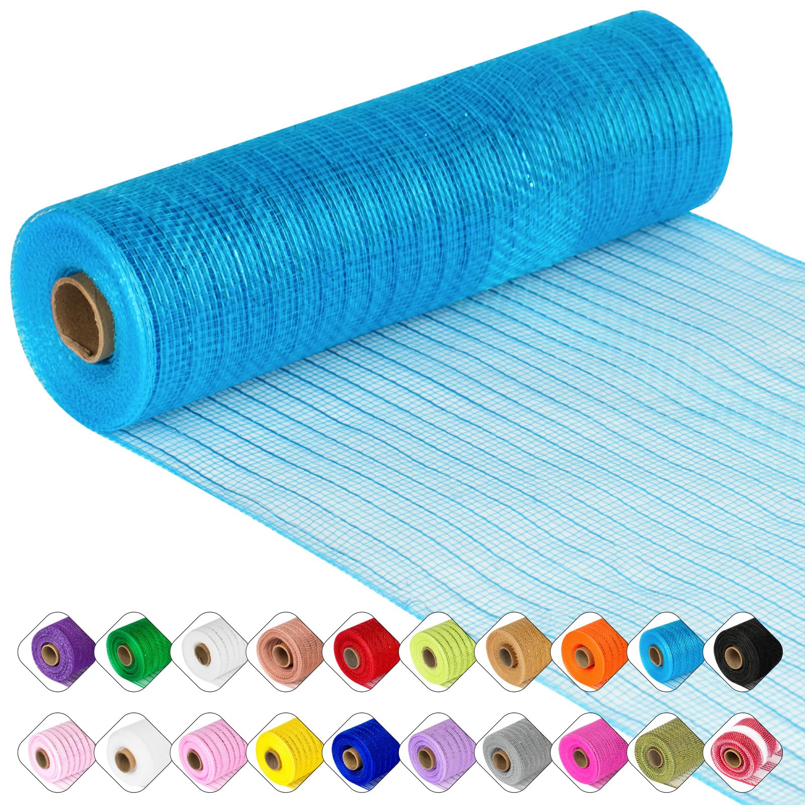 Deco Mesh Ribbon - 10inch x 30 feet Each Roll Metallic Foil Mesh Ribbon for Christmas, Valentine's Easter Wreath and Home Decorating (Peacock Blue)