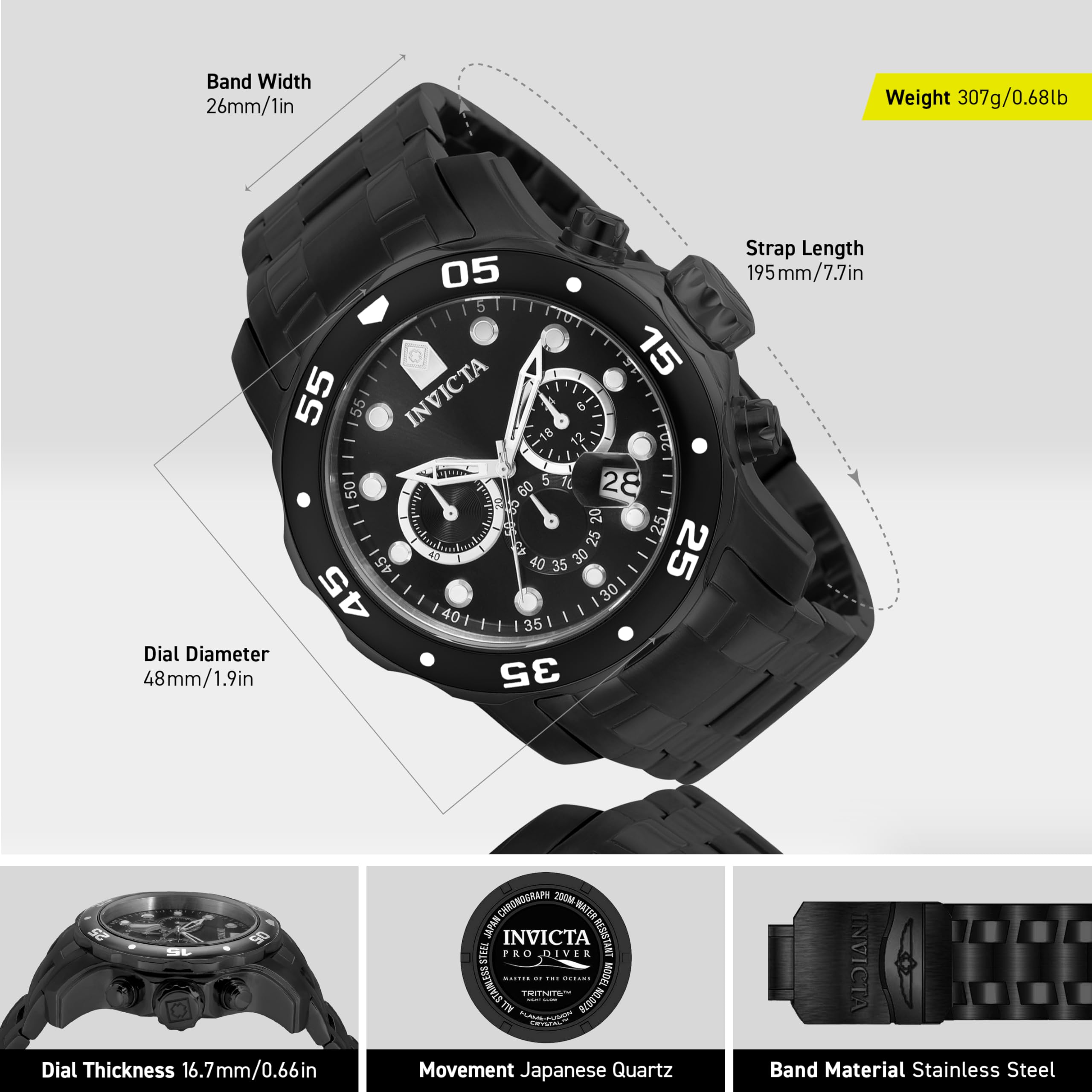 Invicta Mens Pro Diver Collection Chronograph Watch product thumbnail 5