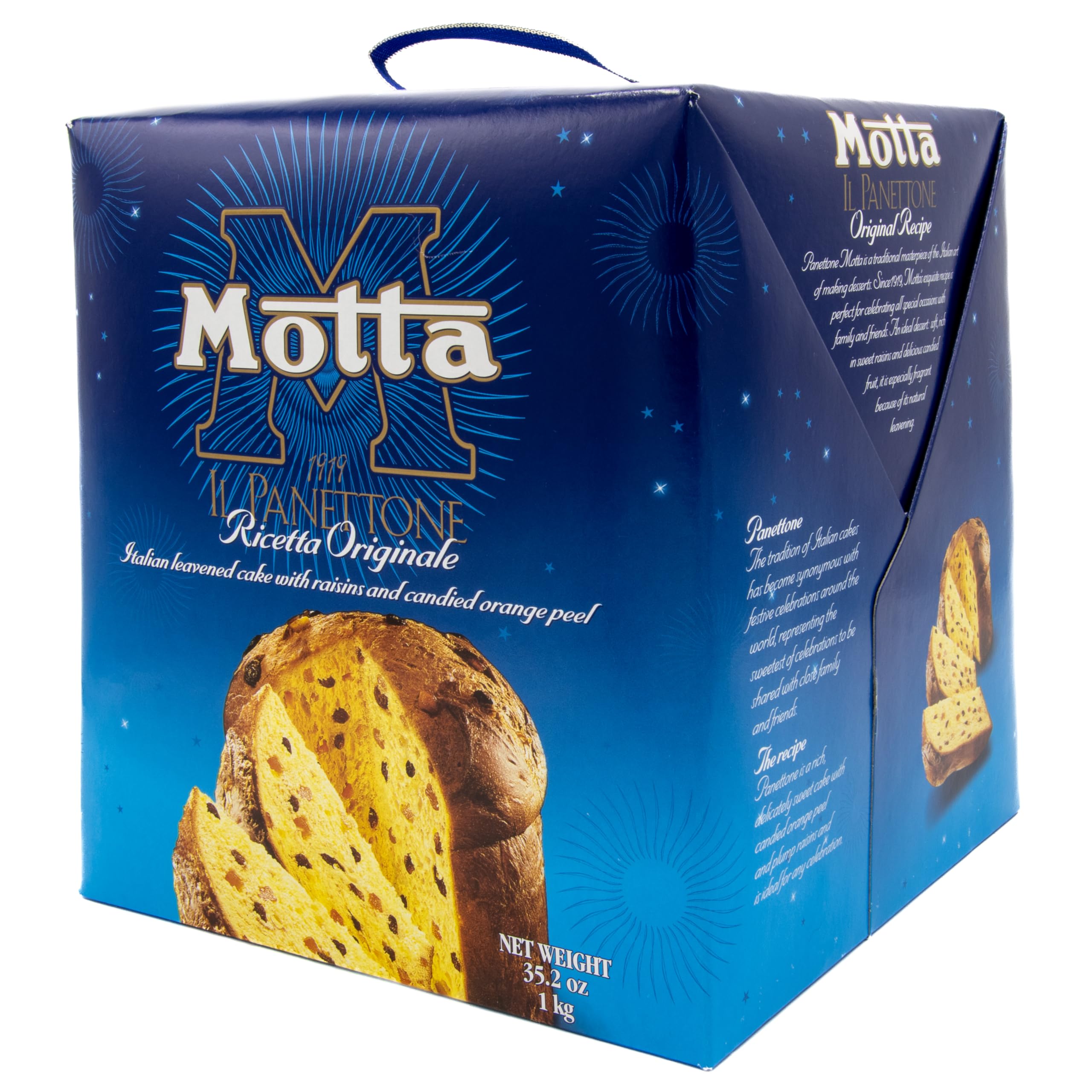 Motta Traditional Panettone, Holiday Christmas Cake in Gift Box, Made in Italy, 2.2lb (1000g), Made with Butter