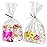 PigPotParty Cellophane Treat Bags 7x10, 50 Pack Clear Goodie Bags, Bottom Gusset for Stand-Up Display, Small Plastic Gift Wrap for Cookies, Candy, Party Favors, Popcorn, Includes 50 Gold Ties