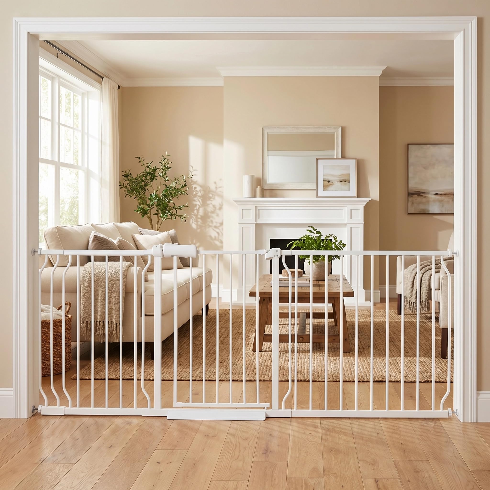 Vothco Extra Wide 76.4-81 Inch Large Baby Gates for Stairs, Doorways - No Drilling, Pressure Mounted Pet Gates for Kids & Dogs