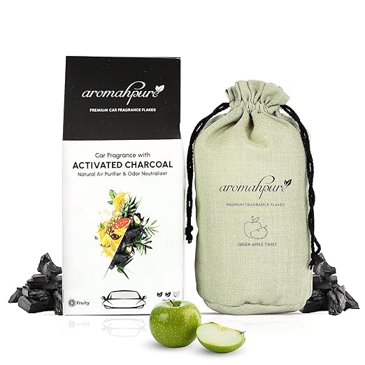 Aromahpure Premium Home Perfume Flakes with Activated Charcoal | Air Purifier with Fresh Fragrances | Green Apple Twist - Green Apple | 100 gm | Home Air Freshener | Use in Home, Kitchen, Wardrobe