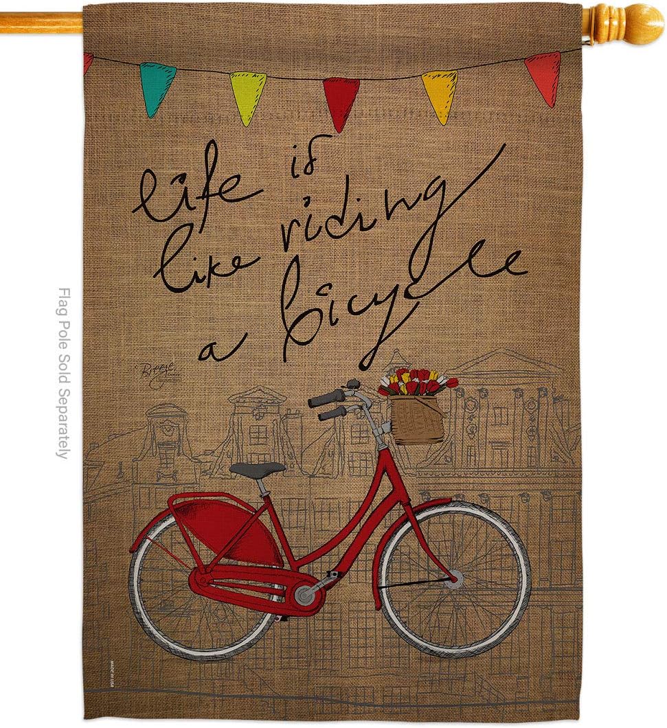 Breeze Decor H109044 Bicycle Life Interests Sports Decorative Vertical House Flag, 28" x 40", Multicolor