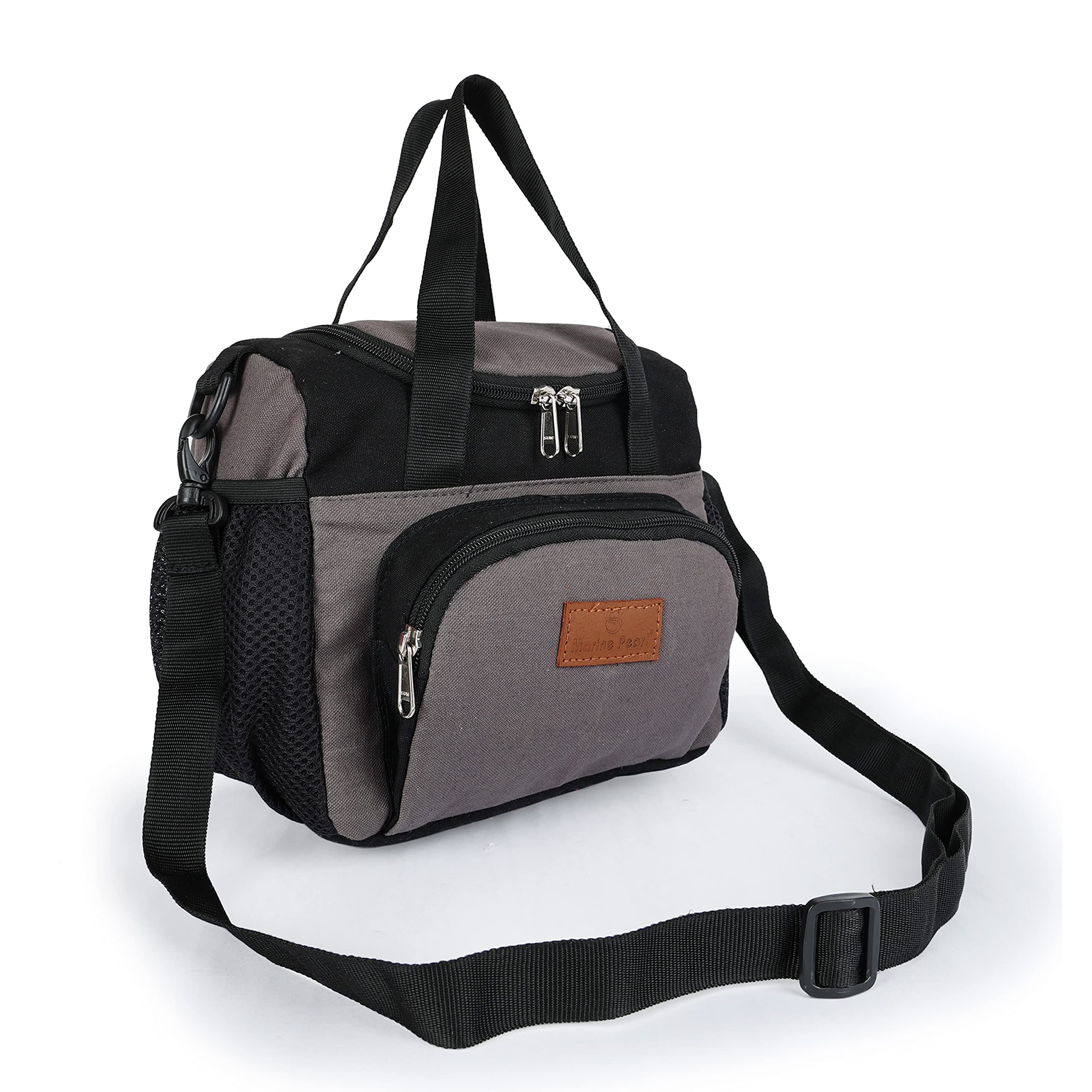 MARINE PEARL Insulated Lunch Bag Reusable Food Cooler or Warm Lunch Box | Large Capacity with Adjustable Shoulder Strap Office Lunch/Tiffin Bag for Men & Women (Grey)