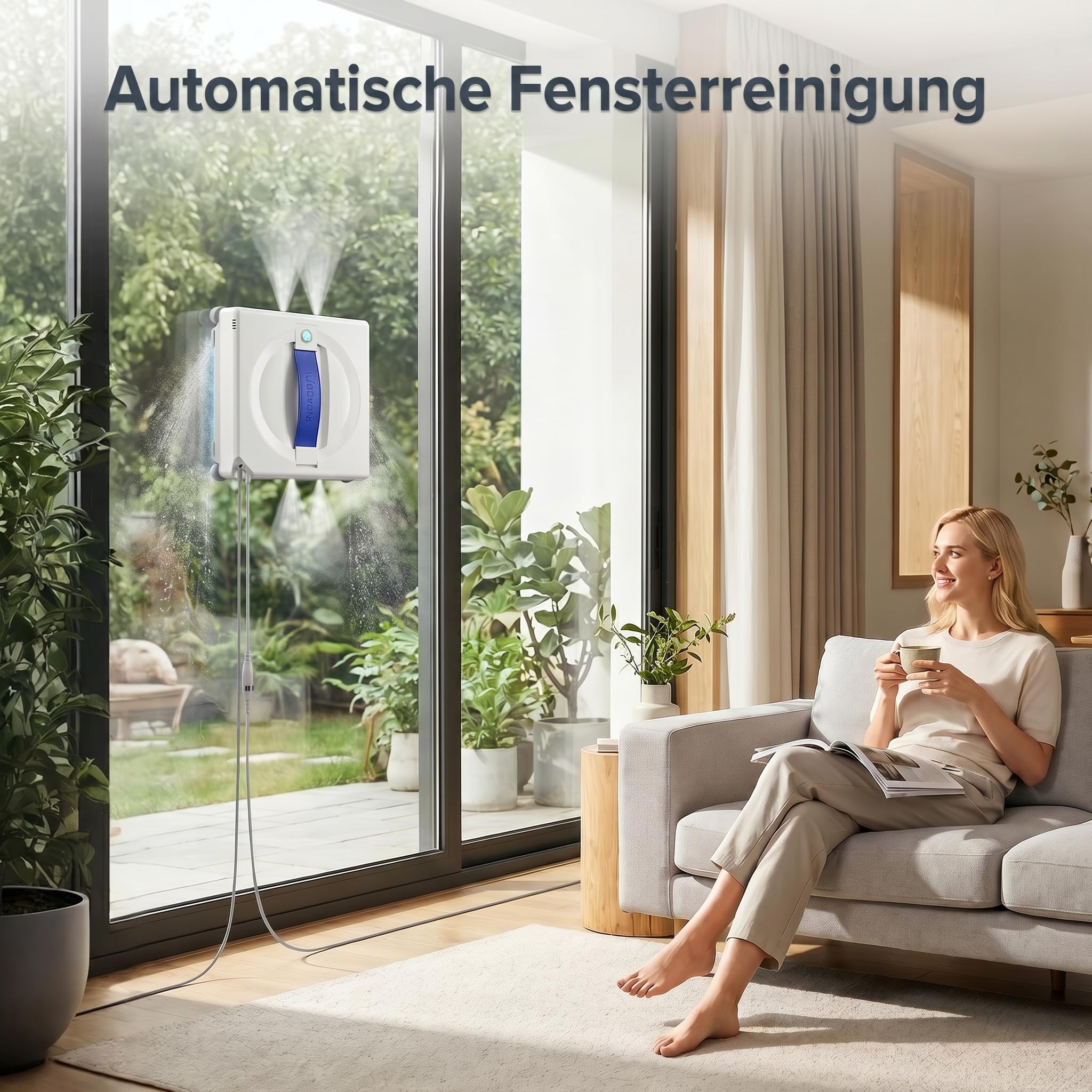Lubluelu Fensterreinigungsroboter mit KI-gesteuerter Navigation, 8 kPa starker Saugleistung, 4-seitigen Reinigungsbürsten, Doppel-Sprühsystem, intelligenter Routenplanung, 8 Schutzfunktionen