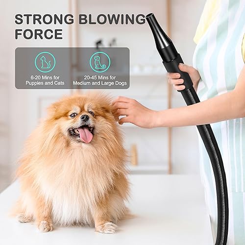 Miniatura 7 de Secador de pelo de perro de alta velocidad para mascotas, 3.2 HP sin continuo y de velocidad ajustable para el cuidado del perro, secador de pelo