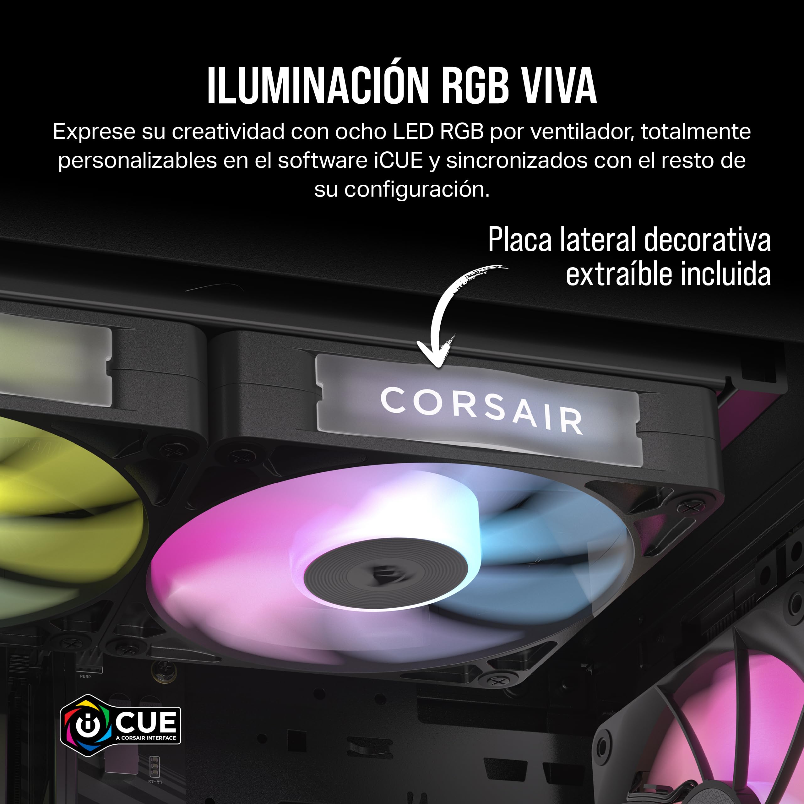 Corsair iCUE Link RX120 Ventiladores PWM RGB de 120 mm con iCUE Link System Hub - Rodamiento de Cúpula Magnética - Paquete Triple - Negro