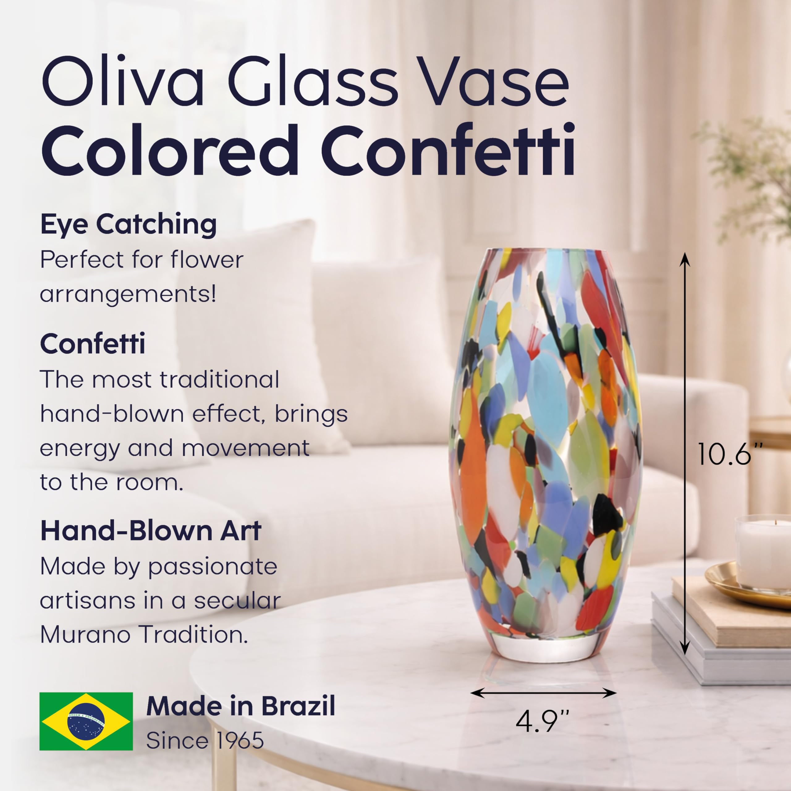 Ca D Oro Colored Glass Vase Confetti Effect Hand Blown Murano