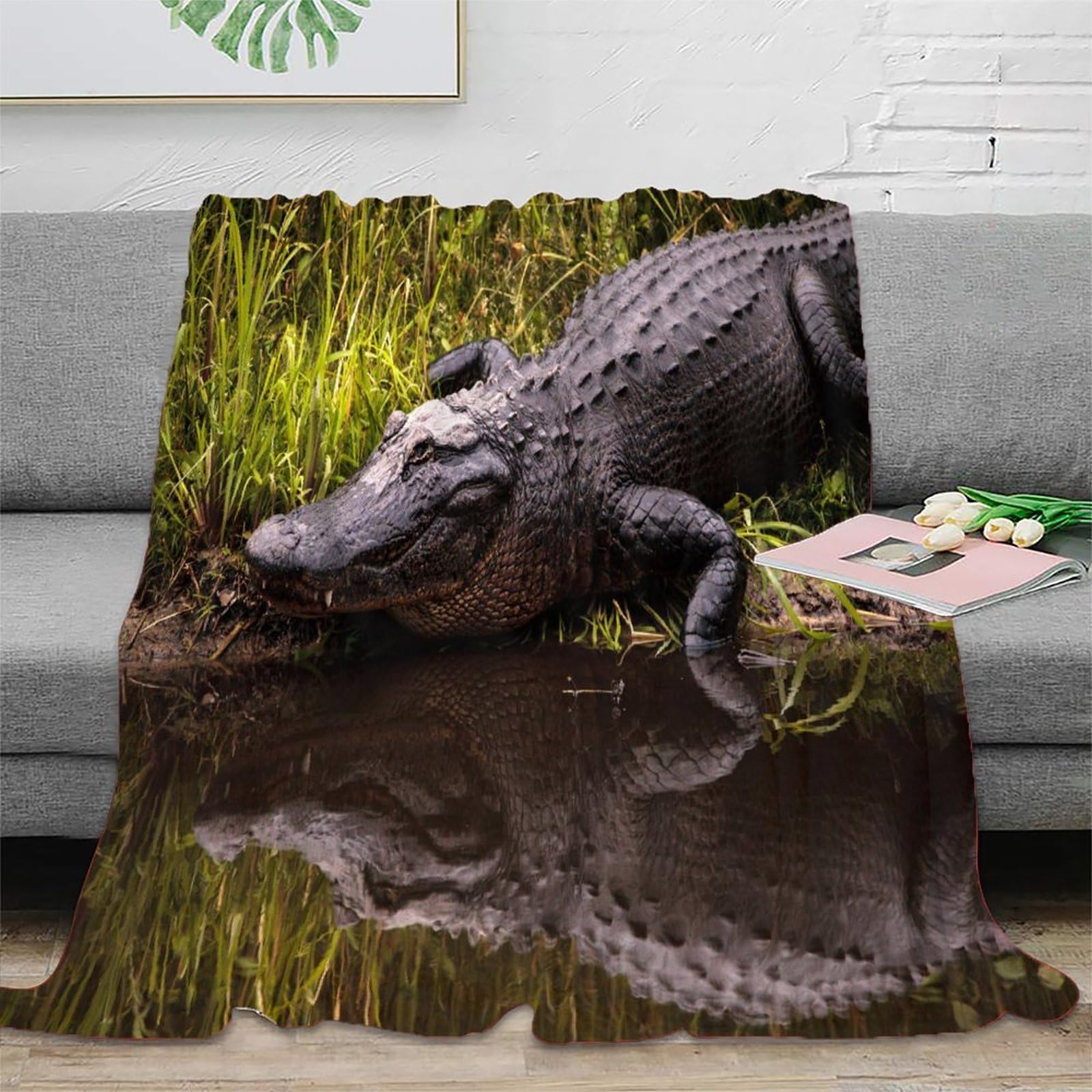 Couverture Alligator 3D anti-bouloche et plaid antistatique infroissable 150x200