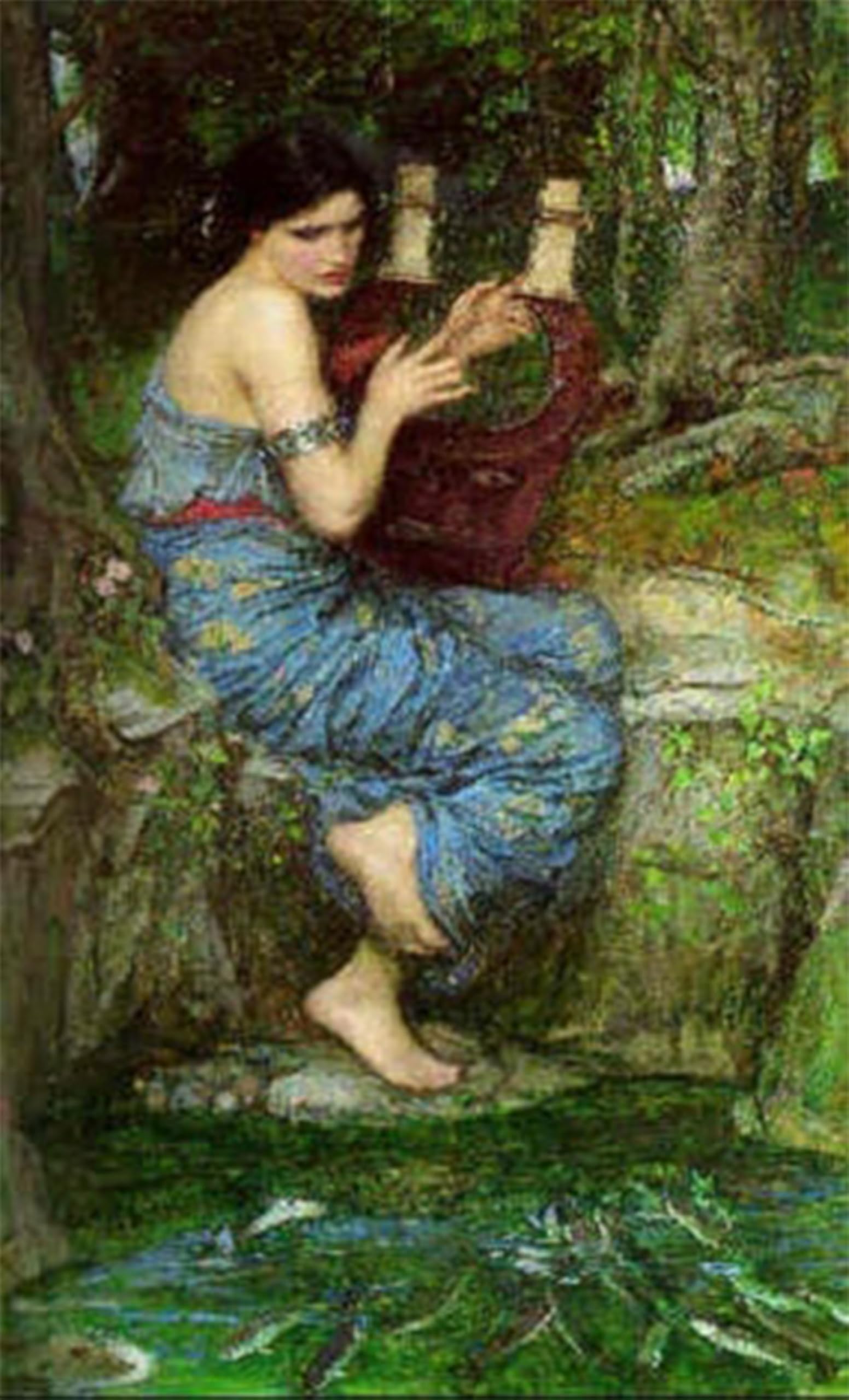 ARTXLXXBN Famous Print Painting Colorful Art Print l'incantatore John William Waterhouse Canvas Art Decorations for Home Decor 60x90cm