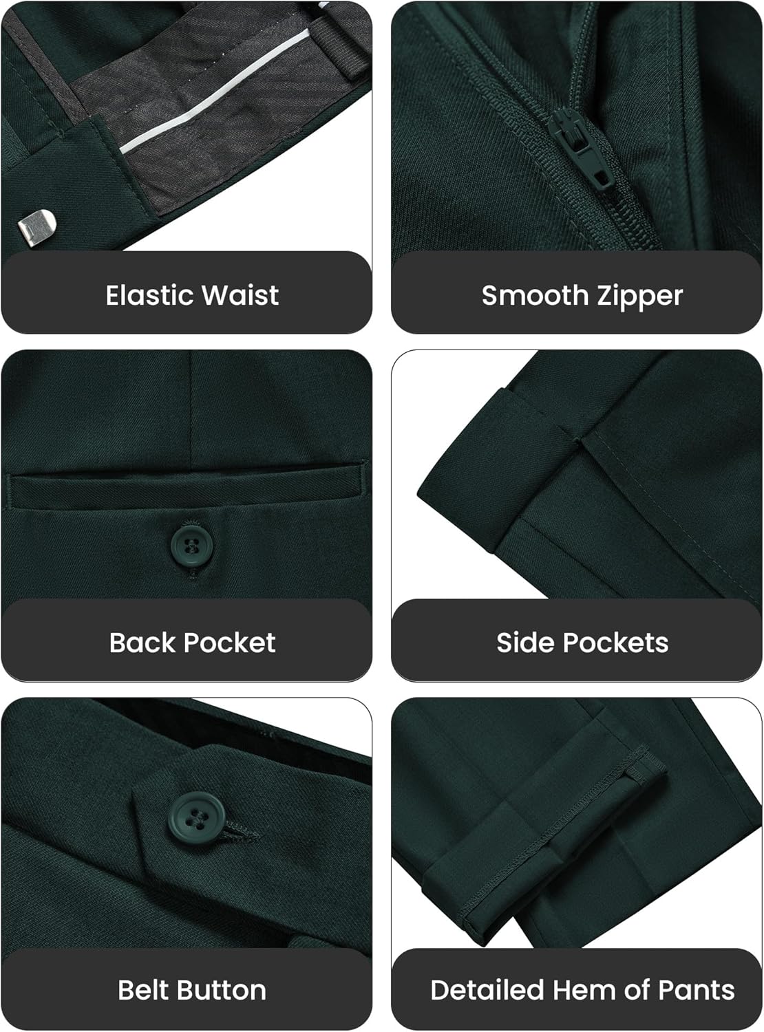 WULFUL Men's Slim Fit 3 Piece Suit, One Button Solid Blazer Business Party Jacket Vest Pants Set - Image 5