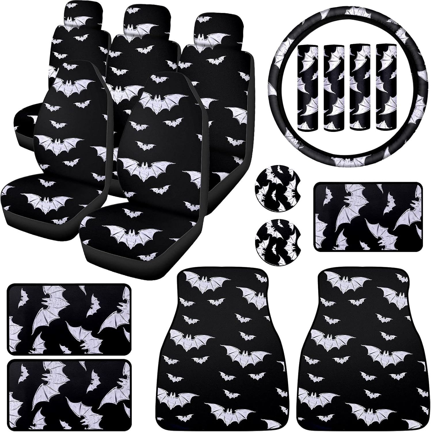 Frienda 19 Pieces Goth Car Accessories Set Include Bat Car