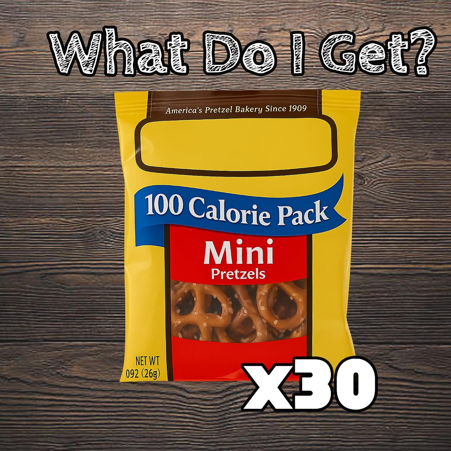 Bulk Mini Pretzels –100 Calorie Individual Snack Packs – Salted Pretzel Bags for Office, School, Travel, and Gifting Assembled by Bussin Boxes (30 Count)