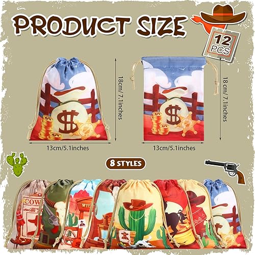 Miniatura 2 de Honoson 24 bolsas de regalo para fiesta de vaquero de 5 x 7 pulgadas, bolsas de dulces con temática de vaquero occidental, bolsas de dulces del