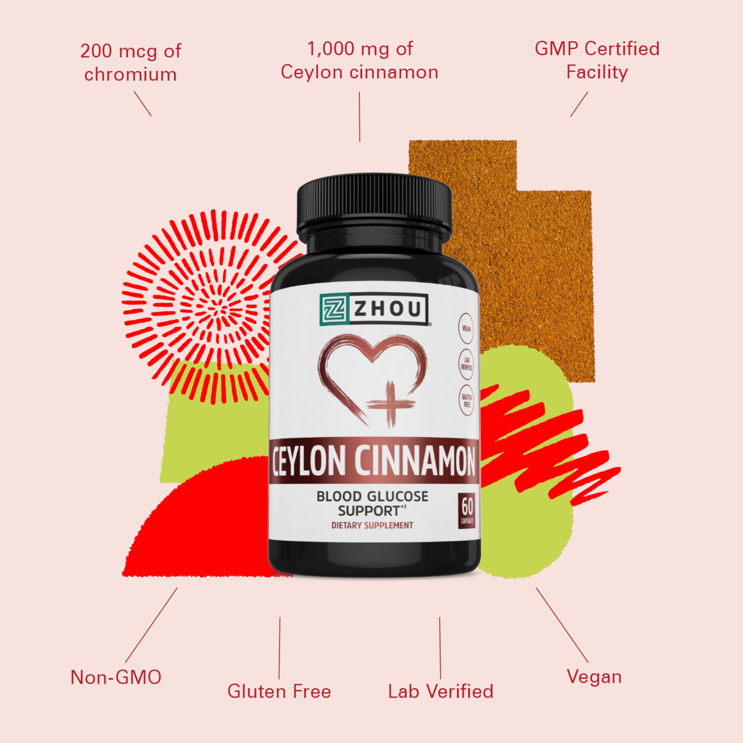 Zhou Heart Hero Ceylon Cinnamon Caps - 60 Veggie Capsules — Amazon image 4