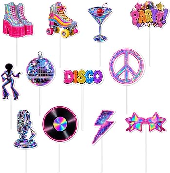 24 PCS Disco Ball Cupcake Toppers - Disco Birthday Party Decorations