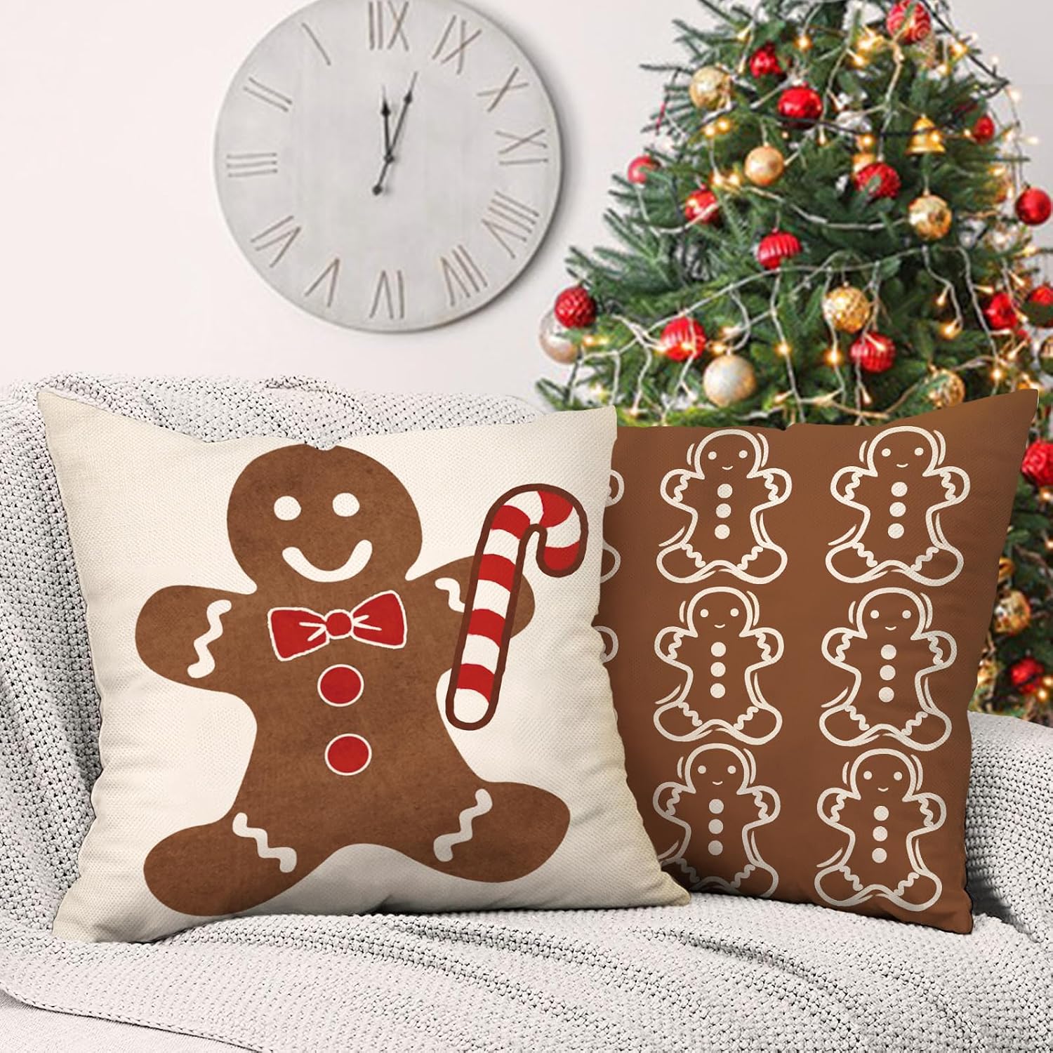 Christmas Gingerbread Man Decorative Throw Pillow Covers image 5