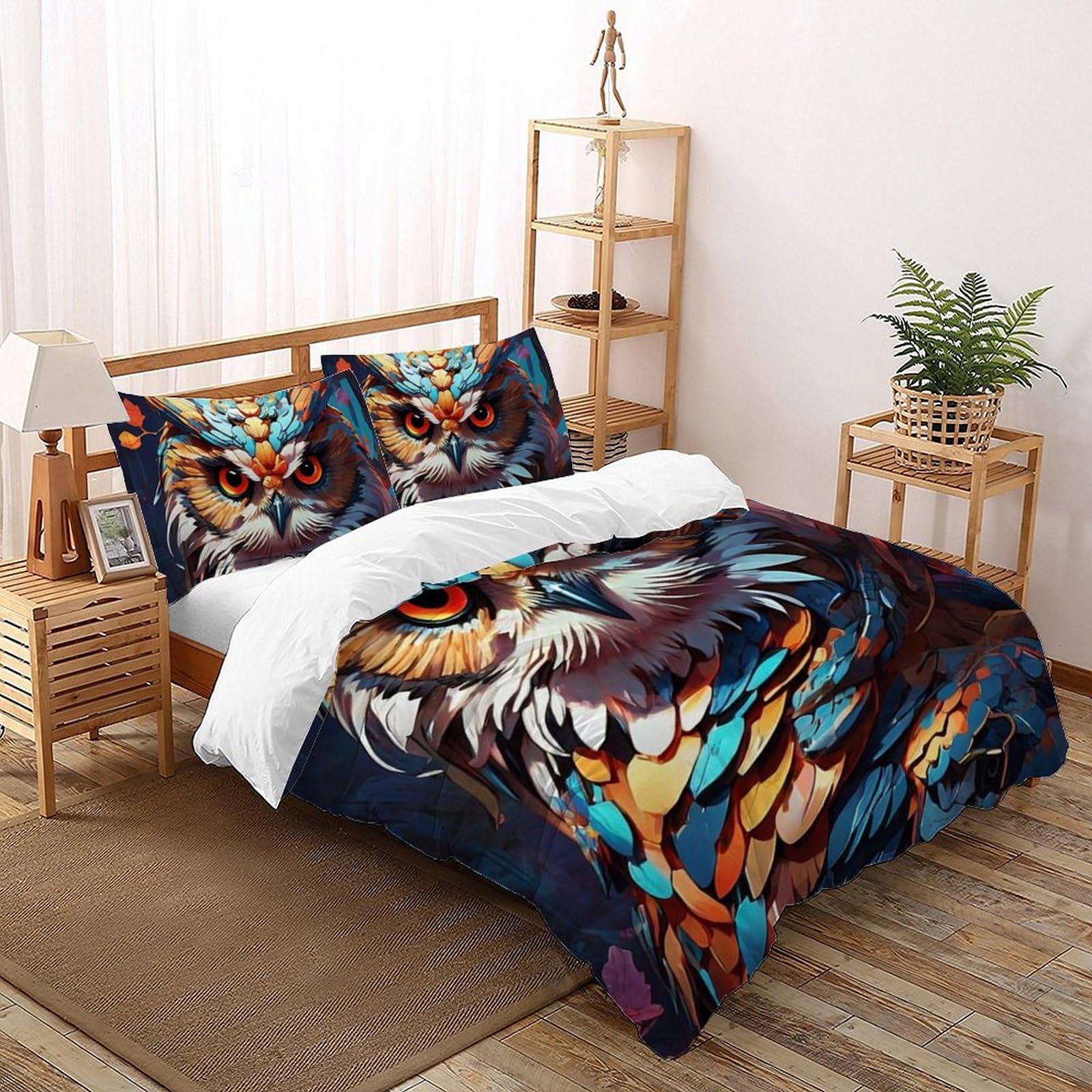 Housse de couette imprimé 3D animaux volants en microfibre douce 200x200