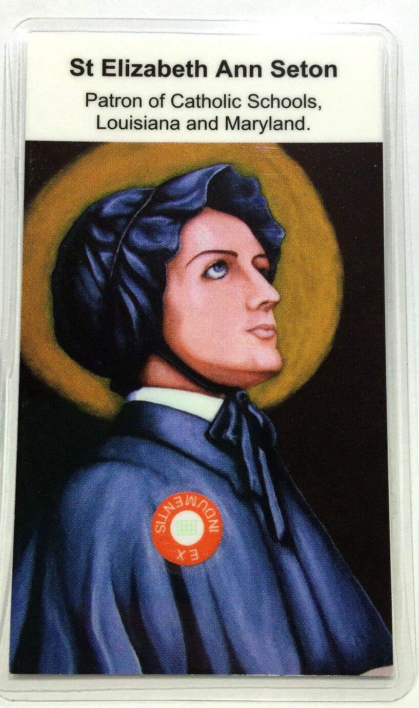 relic card 3rd Class Elizabeth Ann Seton Patron Catholic SchoolsShreveport, Louisiana; Maryland Isabel Ana Bayley Escuelas Católicas viudas Niños peligro de Muerte Maestros Bandera de Estados Unidos