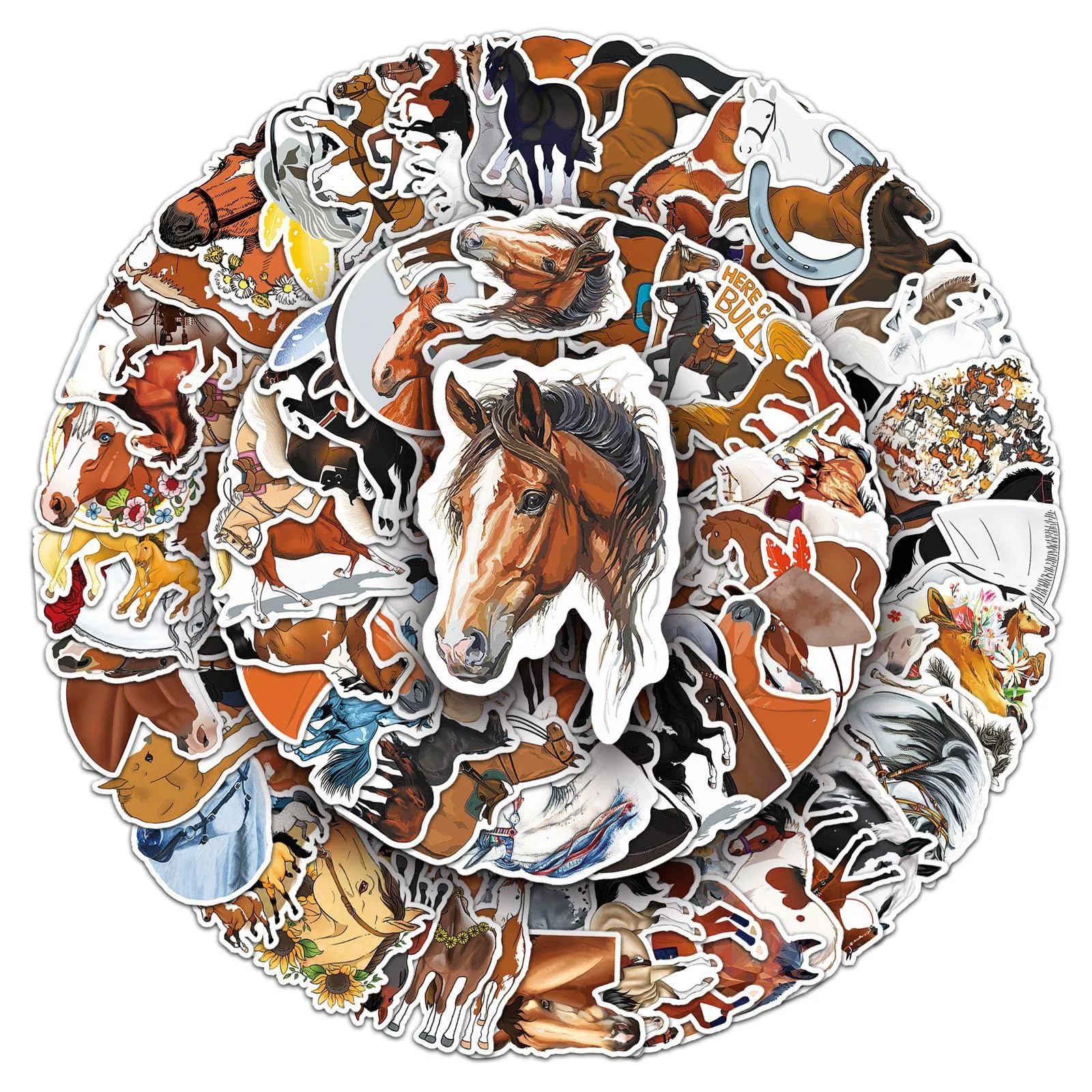 100 Pcs Horse Stickers for Kids Teens Adults Boys Girls Gift Horse Stickers Pack for Laptop,Skateboard,Luggage,Car,Bike