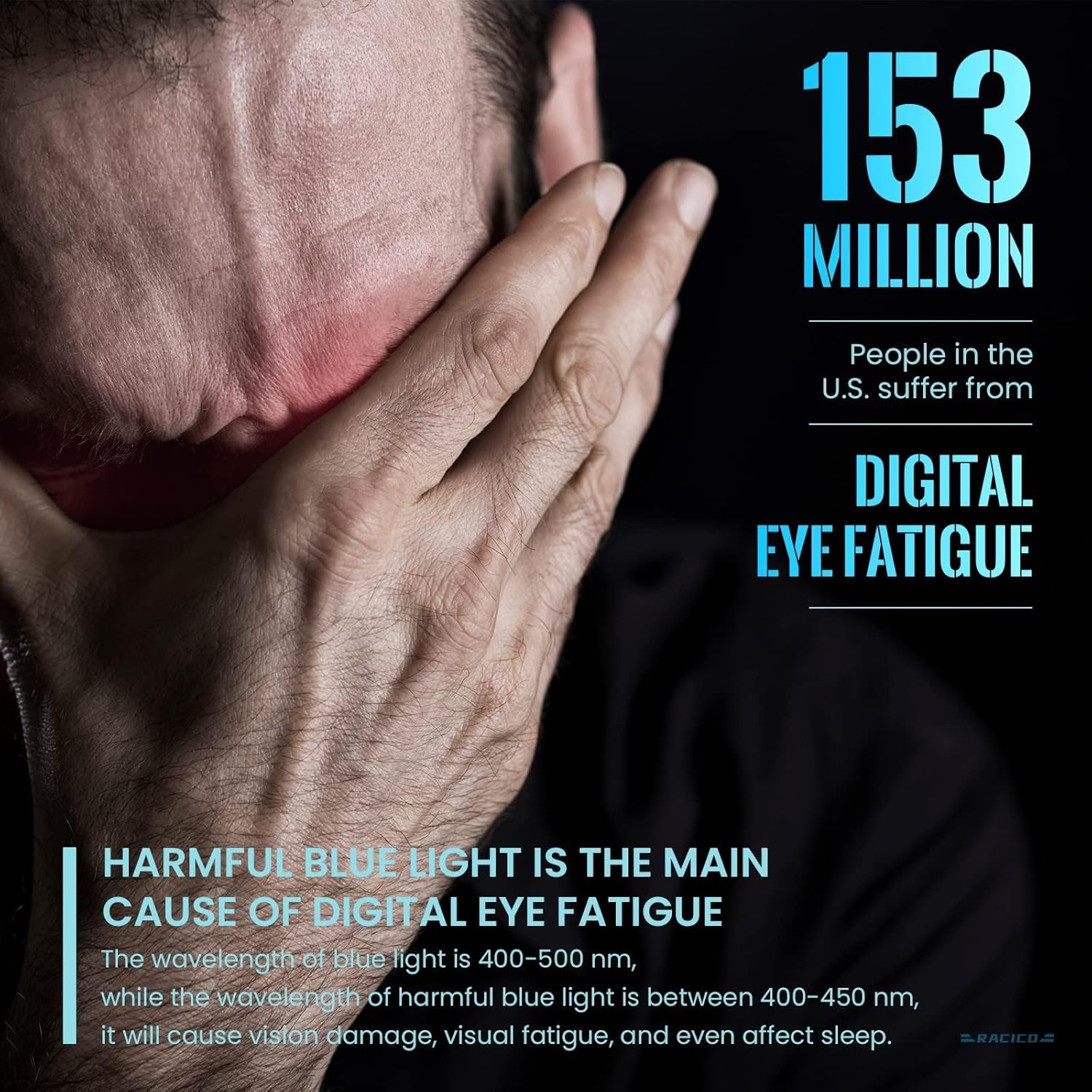 racico Blue Light Glasses for Men & Women - Mixed Material + Metal Frames with UV Protection Coating - Image 2