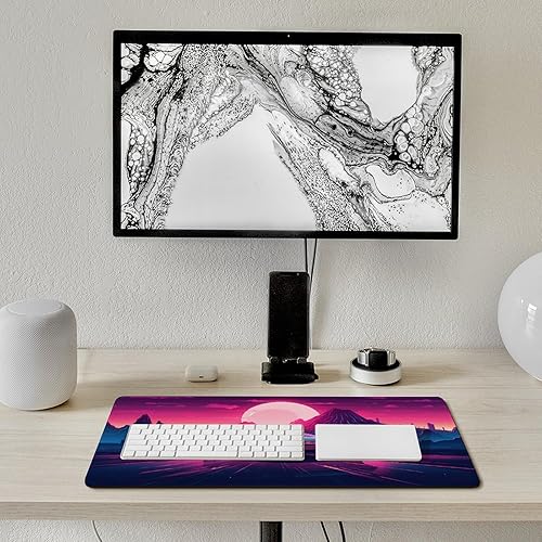 Miniatura 7 de Large Mouse Pad Synthwave Car Mountain Red Sun Vaporwave Desk Mat Computer Accessories Gaming Office Organizers Supplies Decor Essentials Keyboard