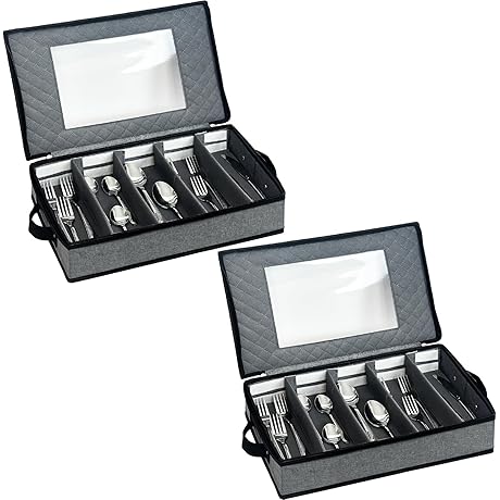 VERONLY Fabric Boxes for Storage - Sturdy Flatware Utensil Storage Box with...