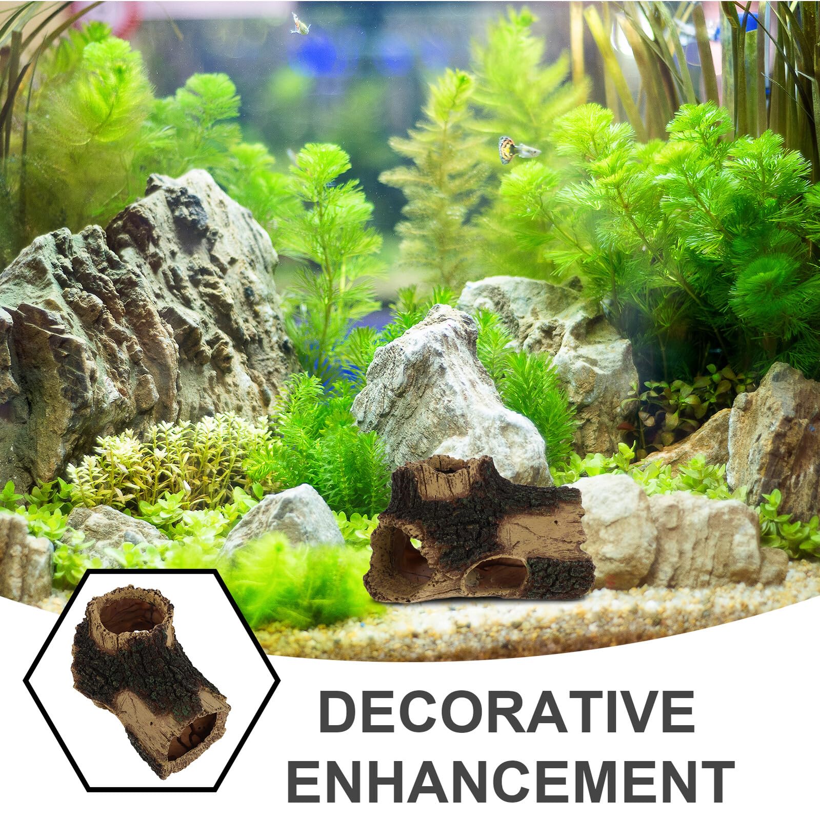TOYANDONA Grotta per Acquario in Resina Ornamento Simulato Forma di Tronco d Albero per Nascondiglio di Pesci Gamberetti e Tartarughe Decorazione Radici per Acquario